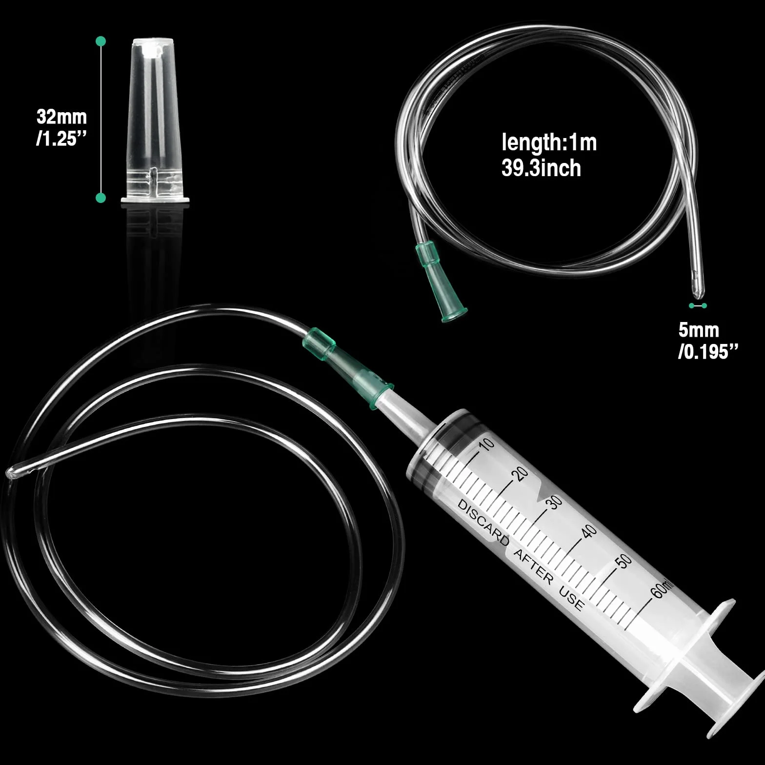 Plastikowa strzykawka 60 ml z wężem do laboratorium i ogrodu