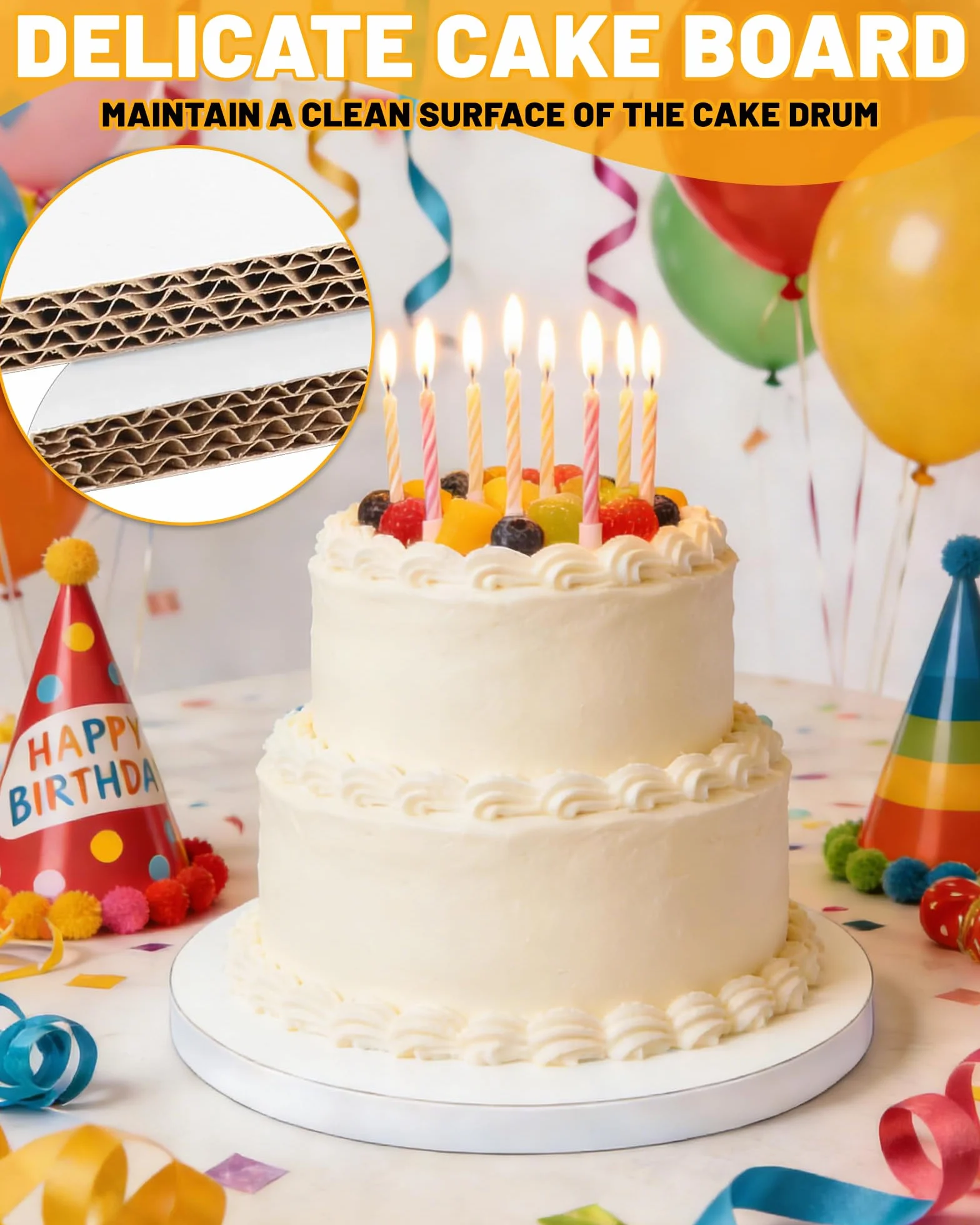 6 sztuk okrągłych podstawek pod tort 25 cm (10 cali) grubość 12 mm wzmocnione i stabilne białe Cake Drum, wielokrotnego użytku idealne do transportu i prezentacji tortów i deserów