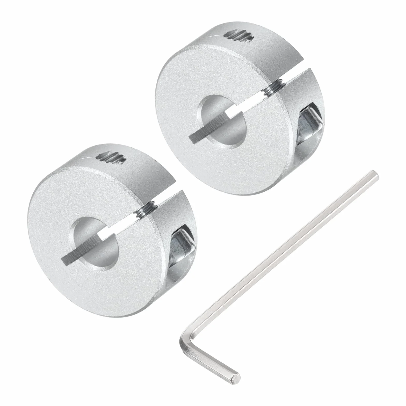 QUARKZMAN Zestaw kołnierzy dzielących pojedynczy wałek 8 mm, jedna sztuka 2 szt. Kołnierze blokujące 25 mm OD, 10 mm grubość, kołnierz blokujący stop aluminium ze śrubami mocującymi M4 i jednym
