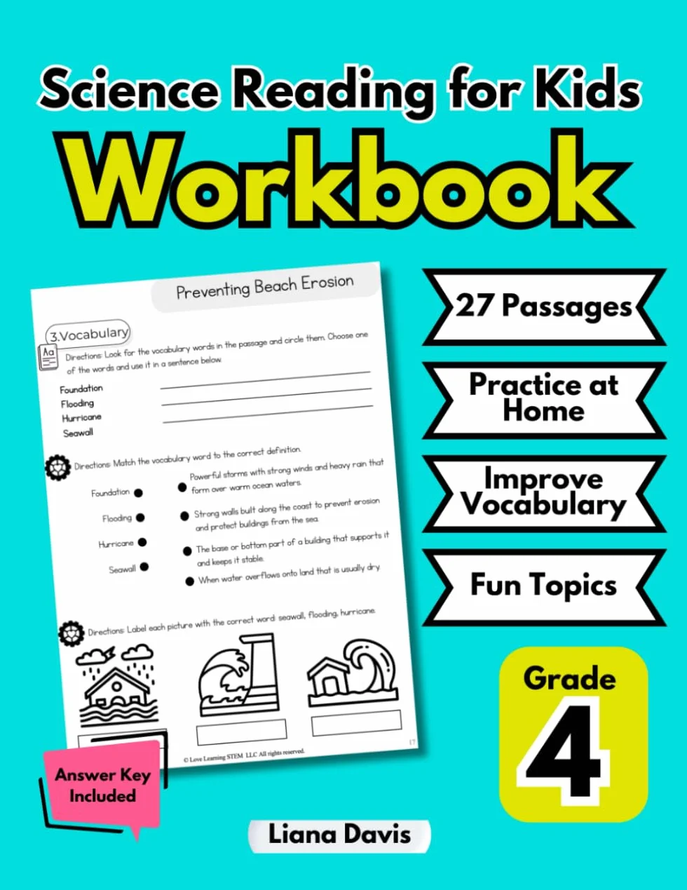 Science Reading for Kids Workbook 4th Grade Science Homeschool Curriculum Practice Workbook Vocabulary Comprehension