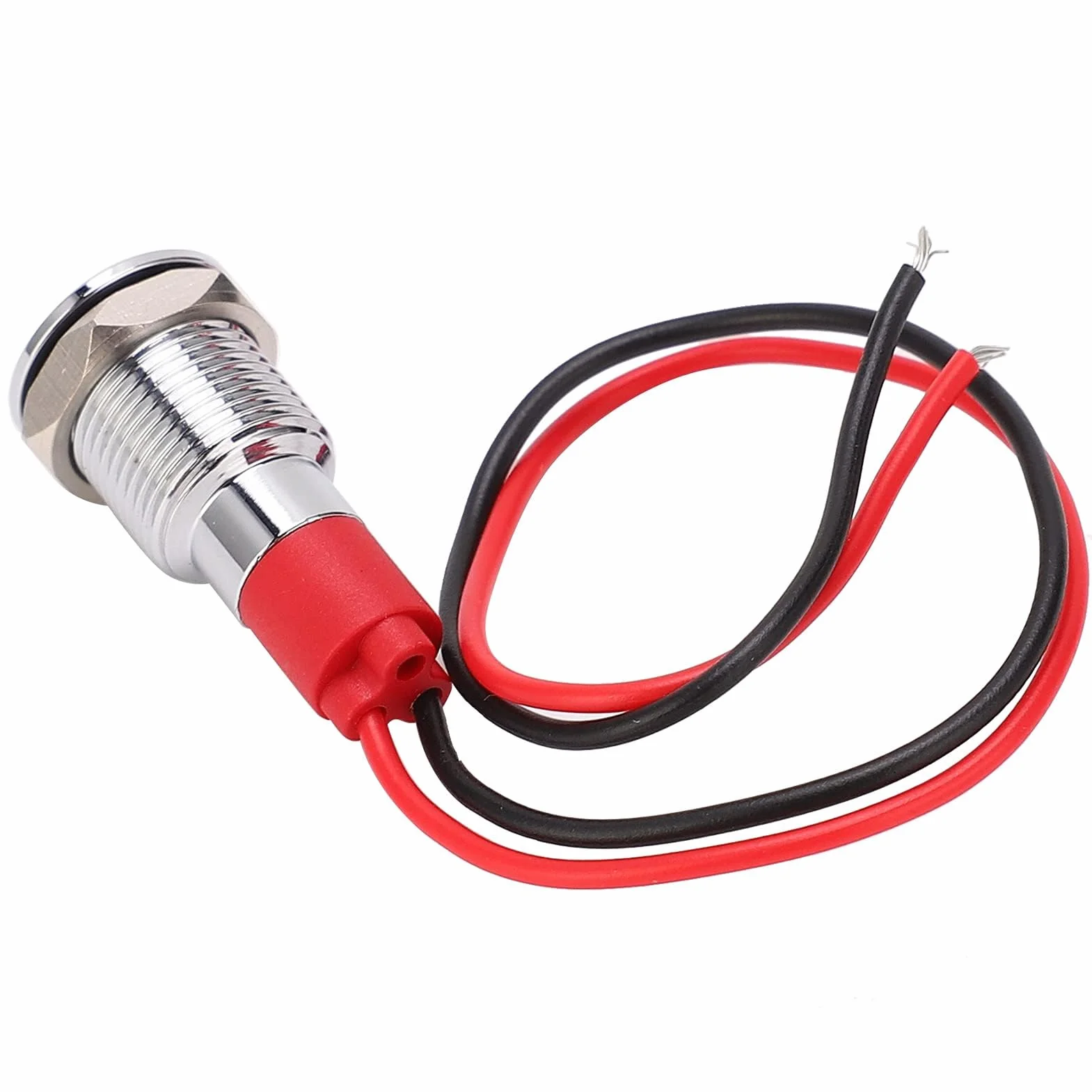 Metalowa lampka kontrolna LED 10 mm Zielona 140 mm 220 V Wodoodporna Pyłoszczelna Mosiądz niklowany