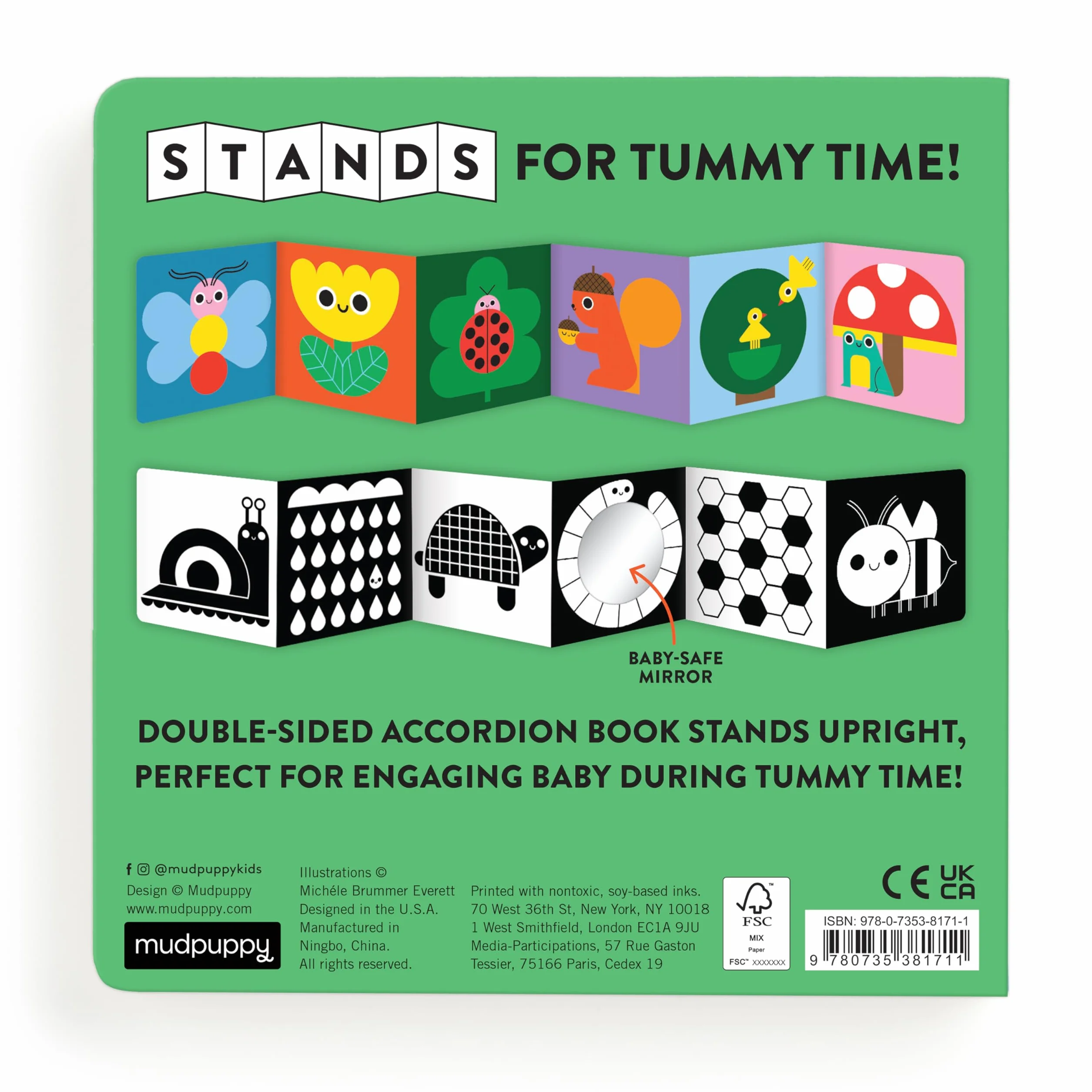 Nature My Tummy Book: High-Contrast Fold-Out Book That Stands for Tummy Time, Baby-Safe Mirror Inside!