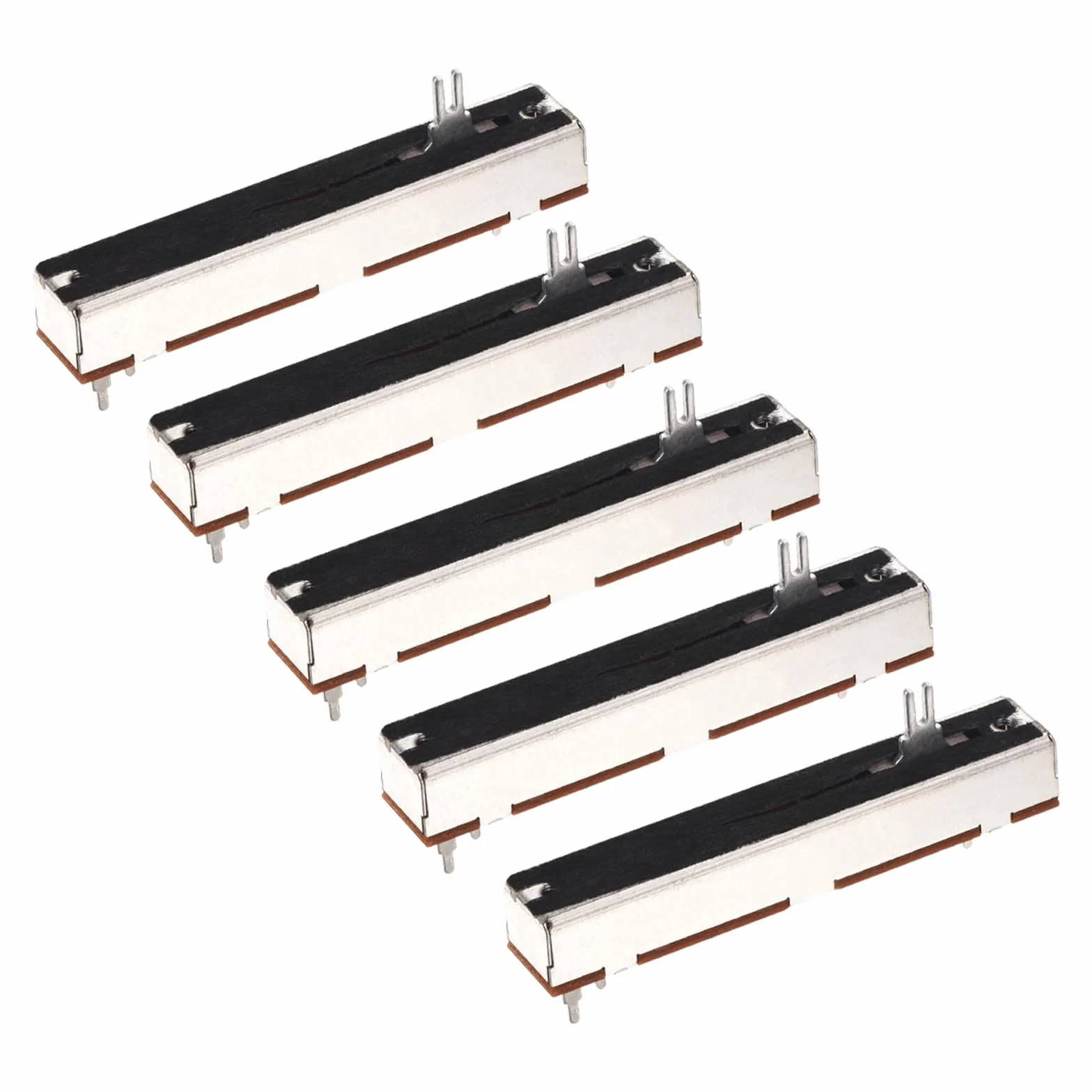 QUARKZMAN 2 sztuki prosty podwójny liniowy suwak potencjometr 6 pin B100Kx2 60 mm (dł.) 45 mm skok 4 x 10 mm uchwyt Fader zmienne rezystory mikser potencjometr elektroniczny do ściemniania