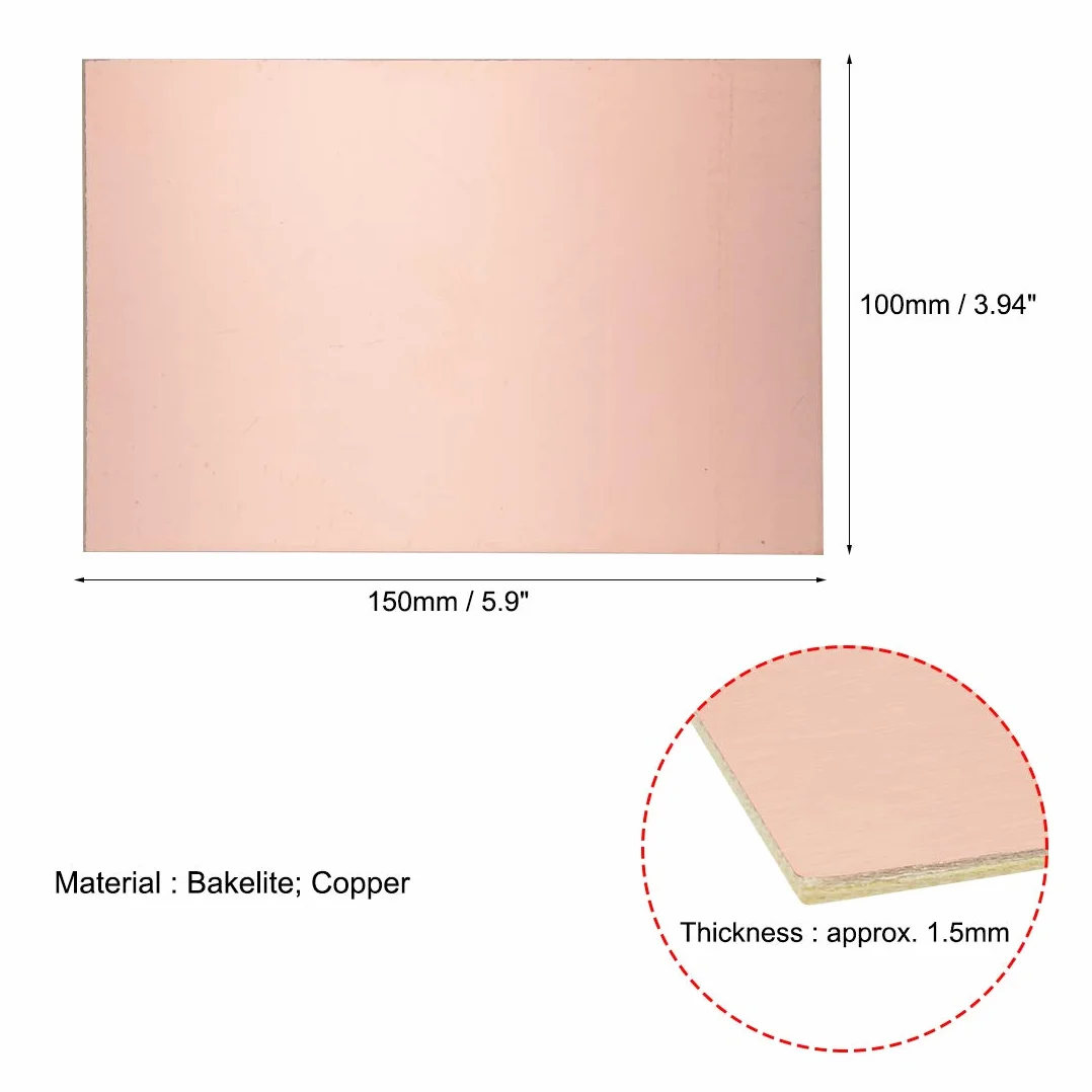 PATIKIL 150x100x1.5mm Miedź powlekana laminatem, 10szt FR4 Single-Sided PCB Płyta do DIY Prototypowanie, Płyta PCB