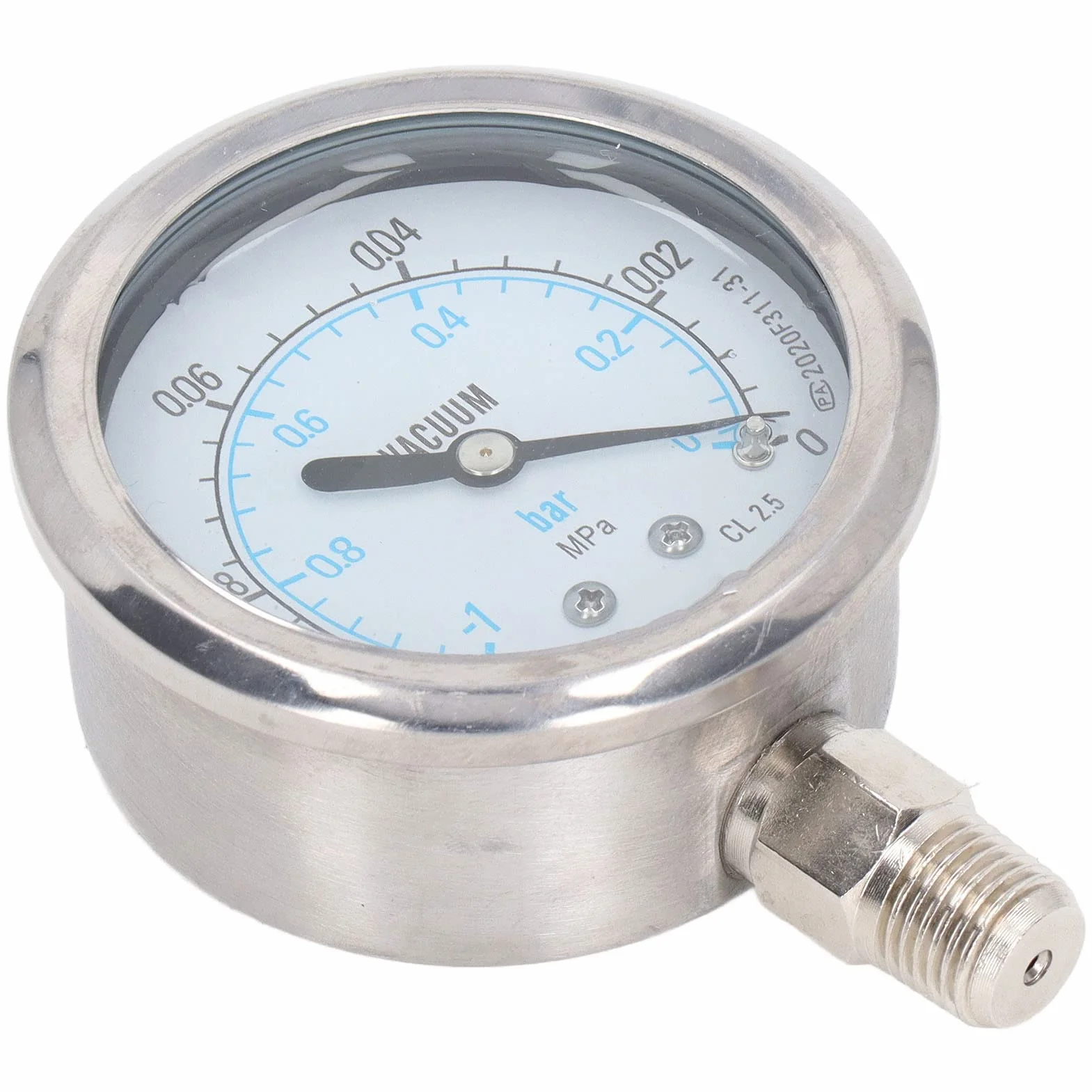 Manometr ze Stali Nierdzewnej Gwint NPT do Oleju Hydraulicznego Powietrze-woda -0,1~0 MPa