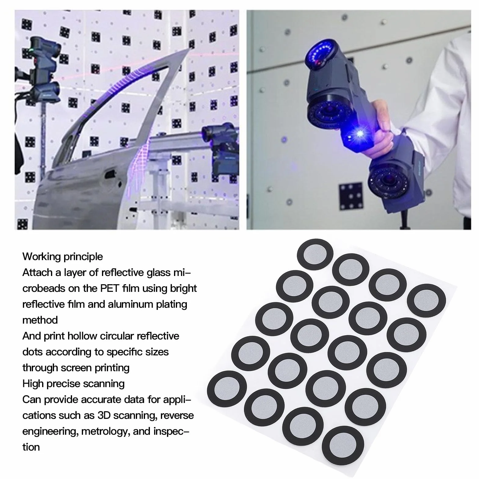 3D Marker Skanowania 12 Mm ID 19 Mm Punkt Odniesienia OD i Rozproszone Odbicie Oznaczenie DOT Wysoka Odbicie Silna Adhezja 3D SKANING MARKERY DOTS DOTS Wszechstronny Użycie