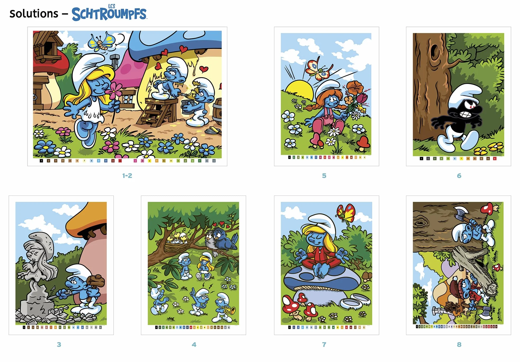 Coloriages mystères - Schtroumpfs