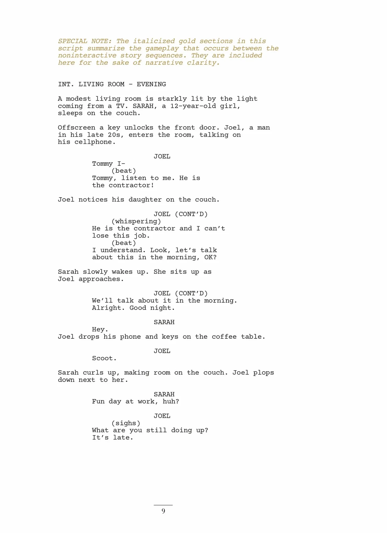 The Last of Us: Part I and Part II Scripts