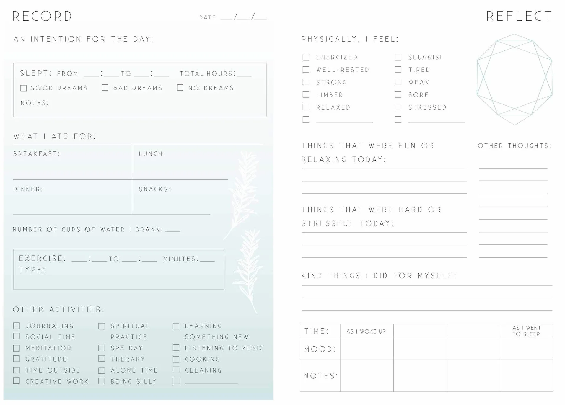 Self-Care: A Day and Night Reflection Journal (90 Days)