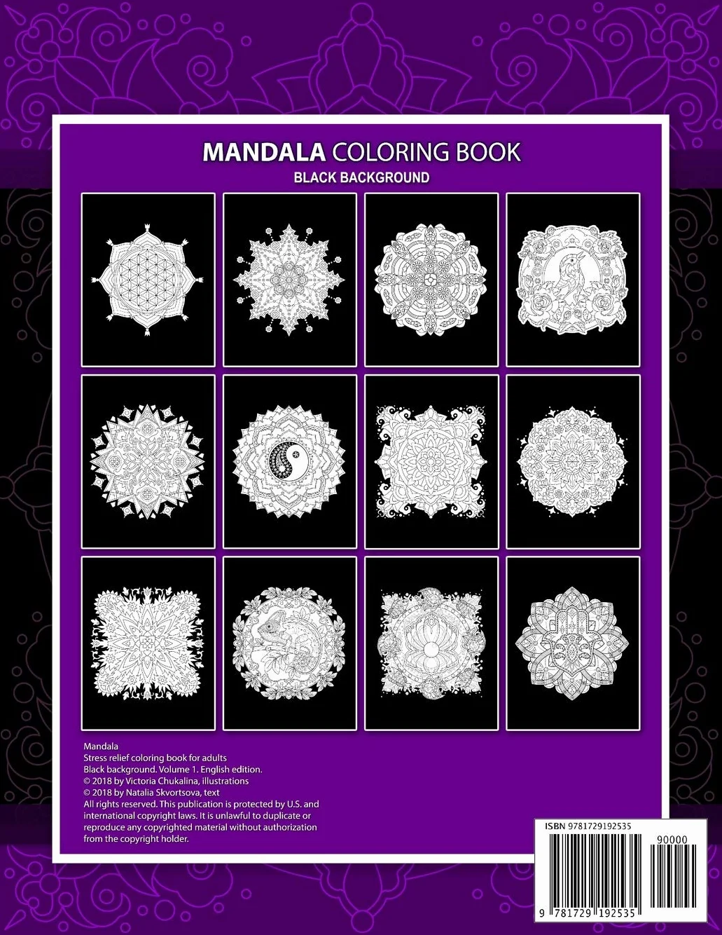 Mandala Coloring Book Black Background: Adult Coloring Book with Relaxing Mandalas 8.5 x 11 inches