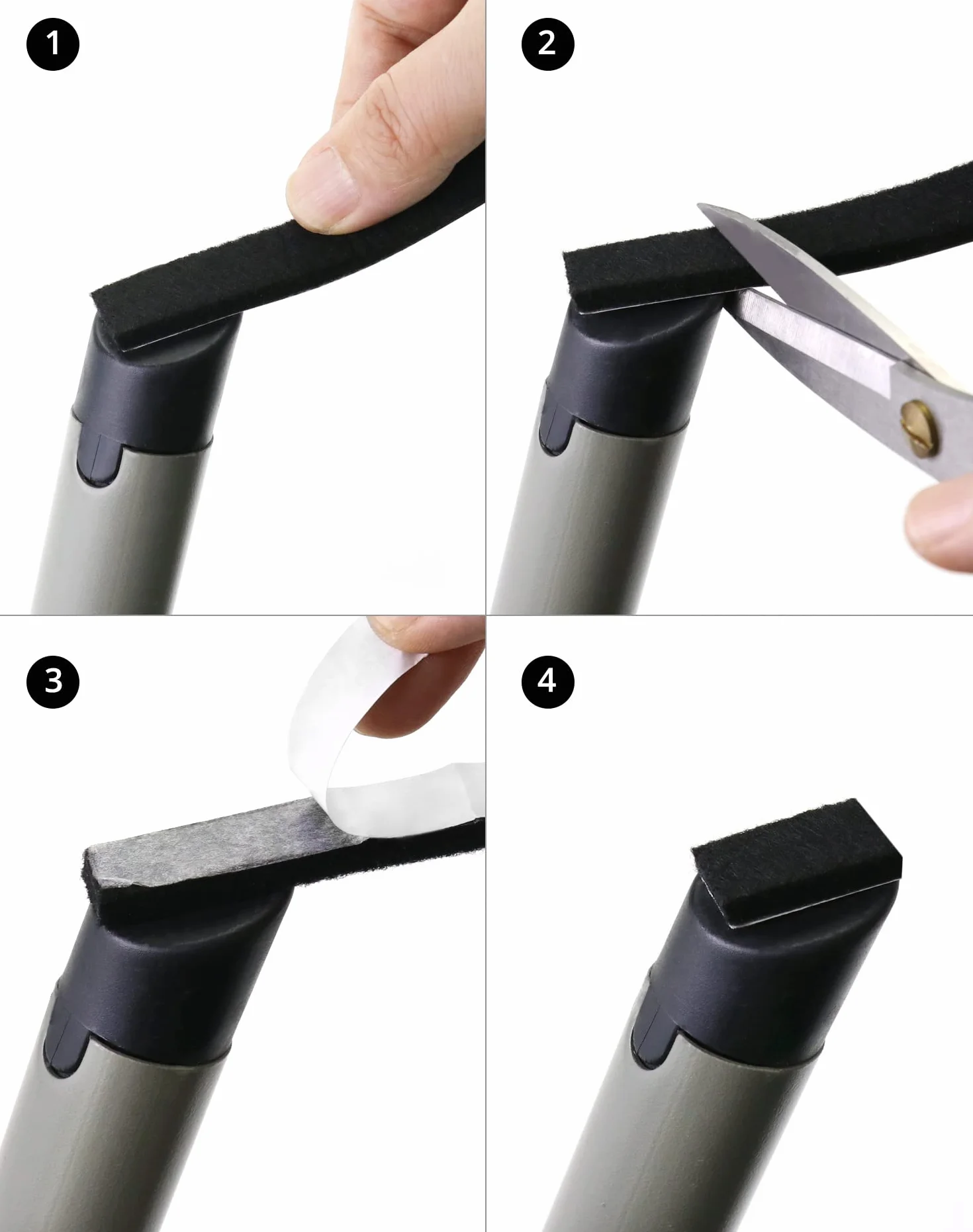 QWORK® 2 metr Samoprzylepna taśma filcowa - grubość 5 mm, szerokość 1,3 cm - czarne ślizgacze filcowe Rolki filcowe do ochrony podłóg i majsterkowania