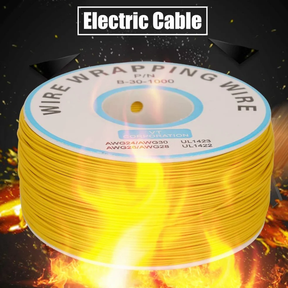 Vobor 4 kolory miedziany przewód elektryczny owijanie drutu pojedynczy drut przewód przewód przewód średnica 0,25 mm (1 rolka) (żółty)