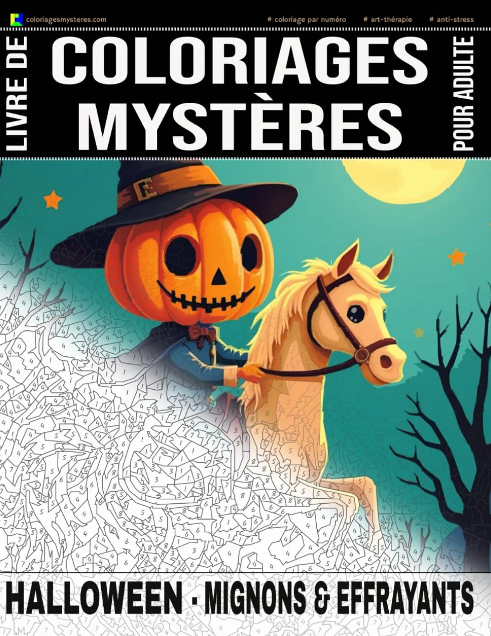 HALLOWEEN - MIGNONS & EFFRAYANTS - Livre de Coloriages Mystères pour adulte - Coloriage par Numéro - Art-Thérapie - Anti-Stress: 20 dessins ... dessin apparaîtra ! Coloriages géométriques