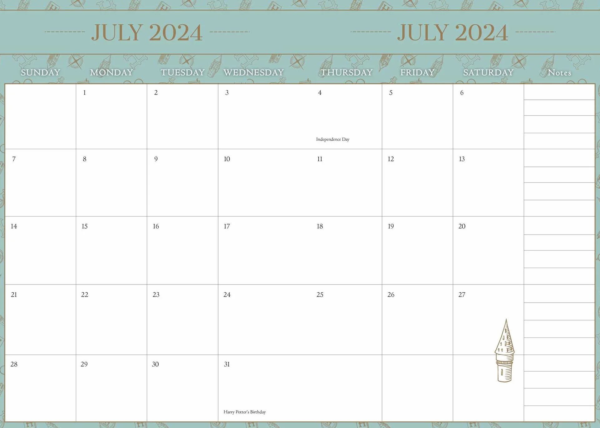 Harry Potter 2024-2025 Academic Year Planner