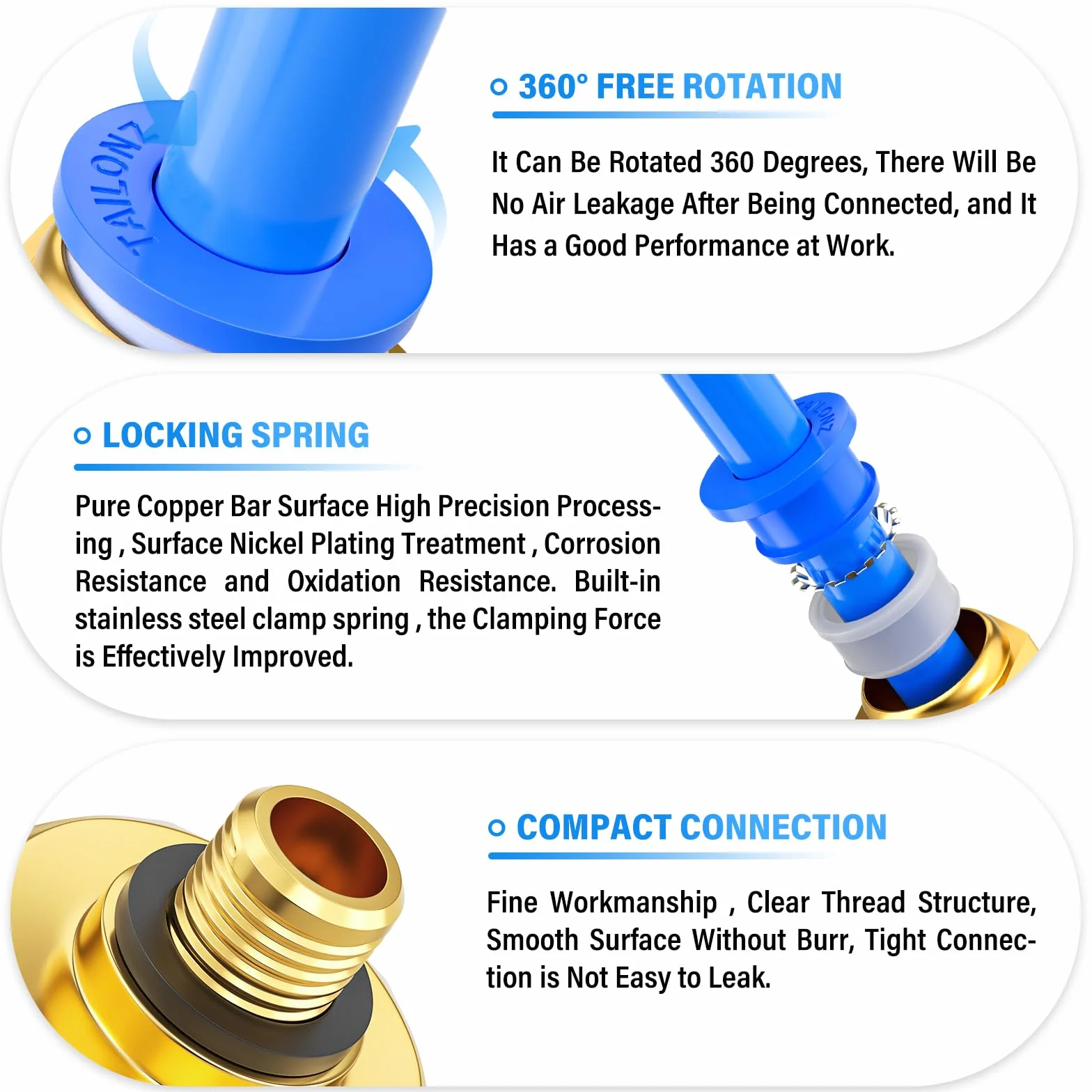 TAILONZ PNEUMATIC niebieski prosty męski 4 mm rura OD x M5 gwint Push-to-connect złącza PC4-M5 (10 szt.)