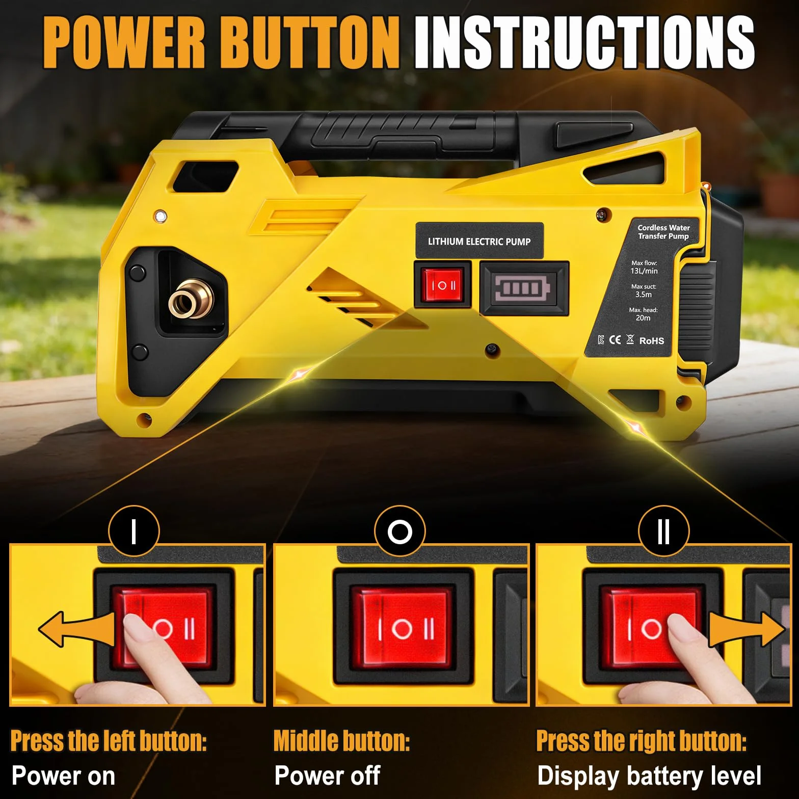 Pompa wodna kompatybilna z akumulatorem DeWalt 20 V, bezprzewodowa, przenośna, samozasysająca pompa elektryczna do domu, basenu, przyczepy kempingowej, ogrodu, jacuzzi, akwarium (bez baterii)