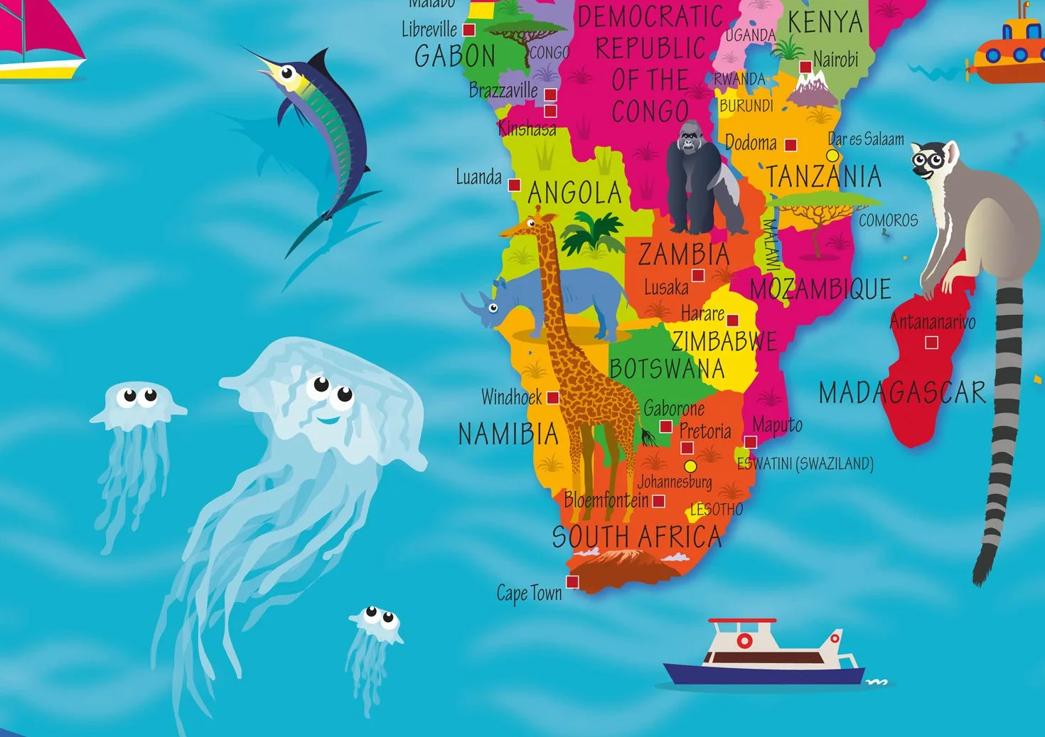 Collins Children’s World Wall Map Illustrated Poster