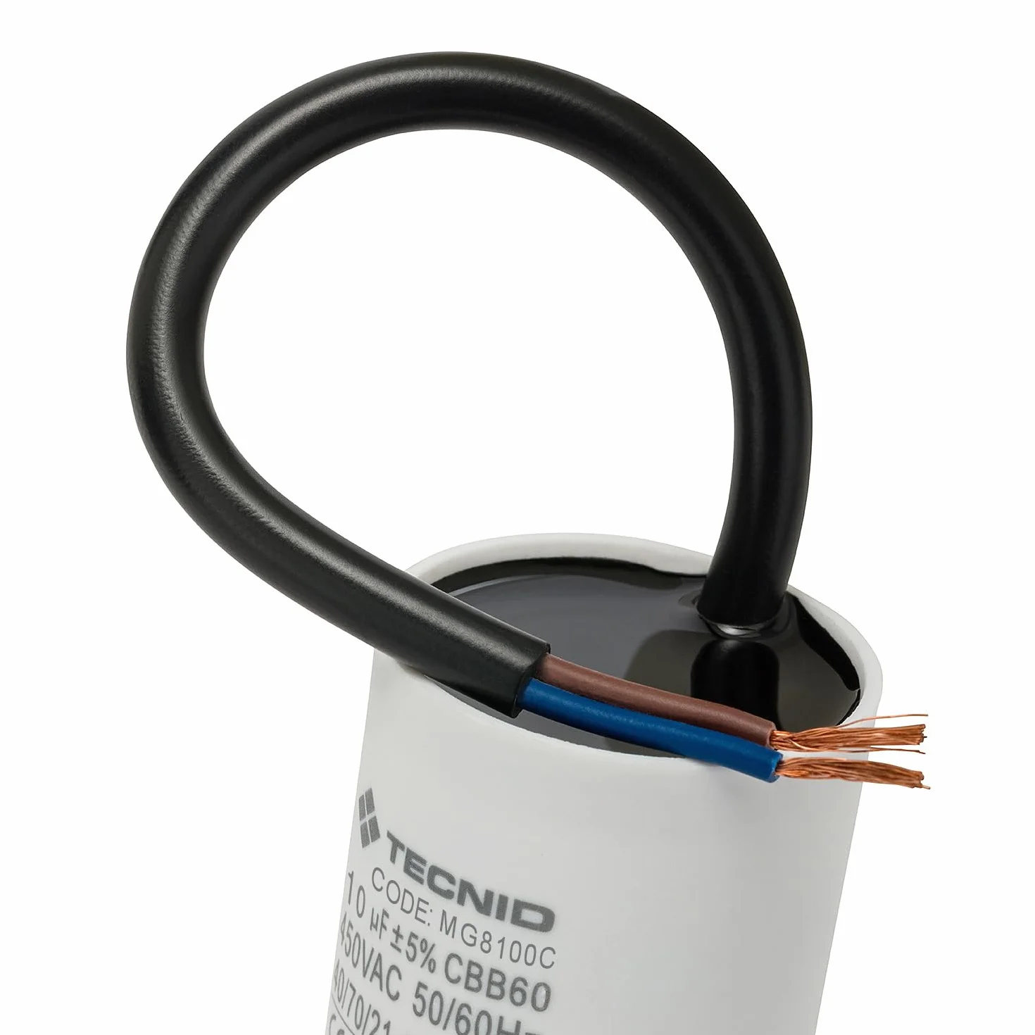 Kondensator rozruchowy 450V 10µF z kablem 15cm do silników elektrycznych