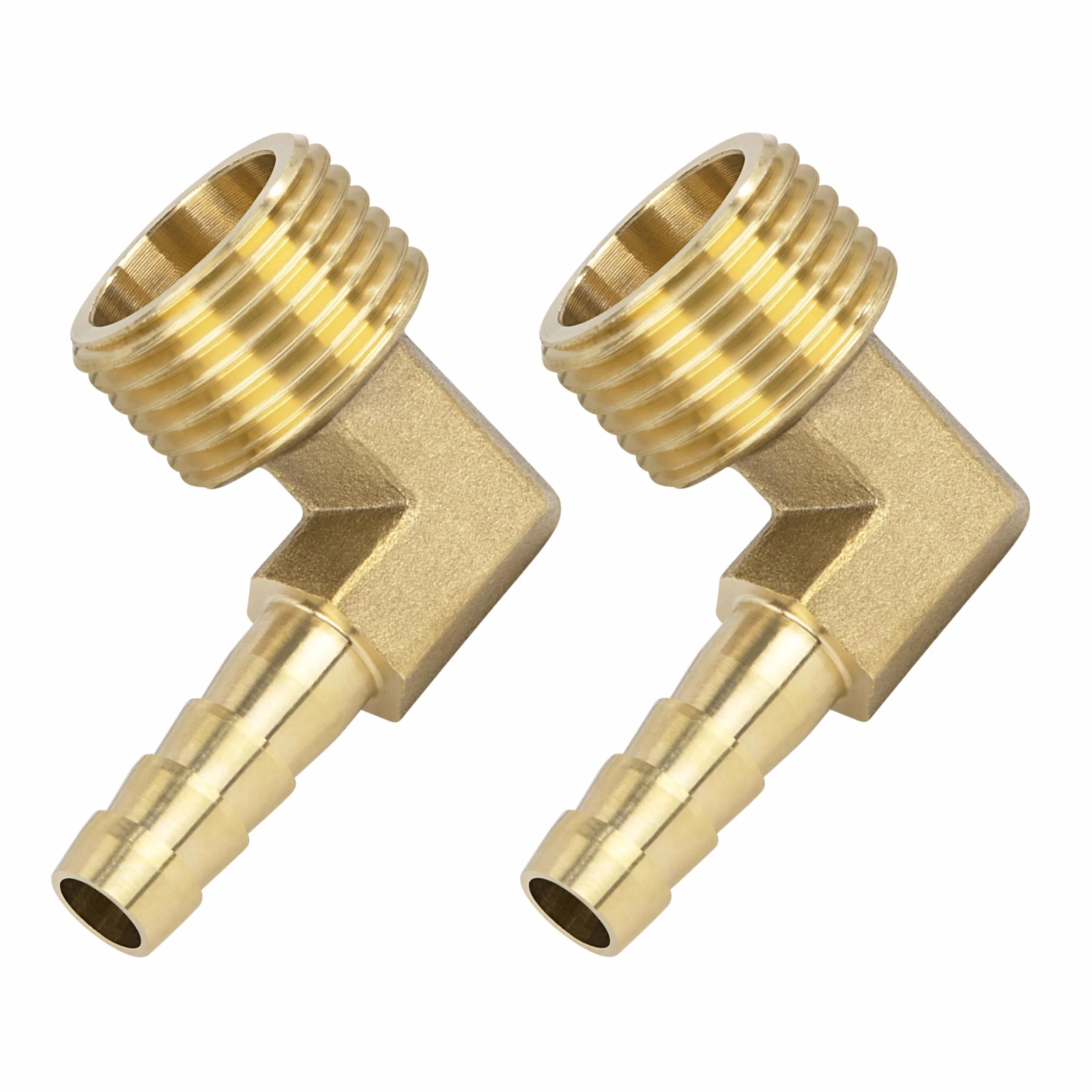 Mosiężne złącze montażowe, 2 sztuki 10 mm hak kolczasty x gwint zewnętrzny G1/4" mosiężny kątnik, 90 stopni złącze rurowe przyłącze do wody, gazu, oleju