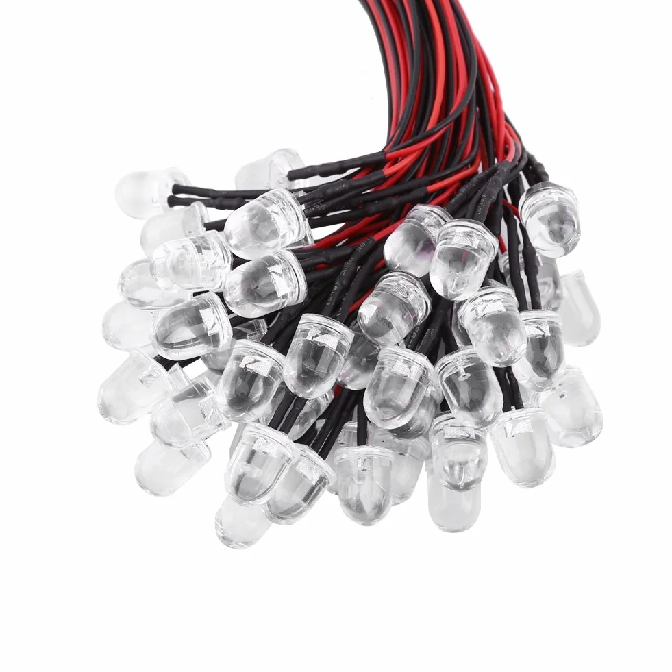 Diody LED DC 12V 3/5/10mm rozproszone wielokolorowe 50 szt.