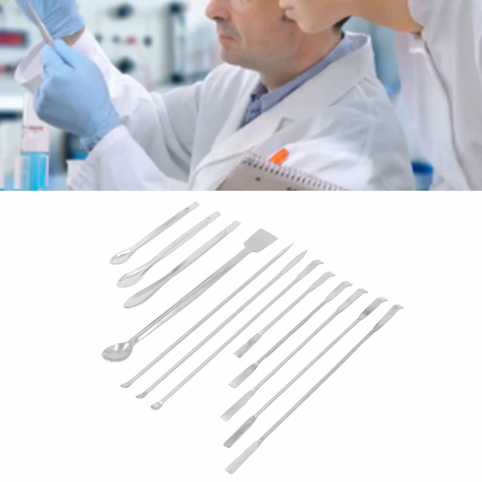 Szpatułka Laboratoryjna, łyżka Lekarska ze Stali Nierdzewnej Skrobak Laboratoryjny Skrobak Laboratoryjny ze Stali Nierdzewnej Zestaw Mini łyżek do Leków śladowych, Szpatułki