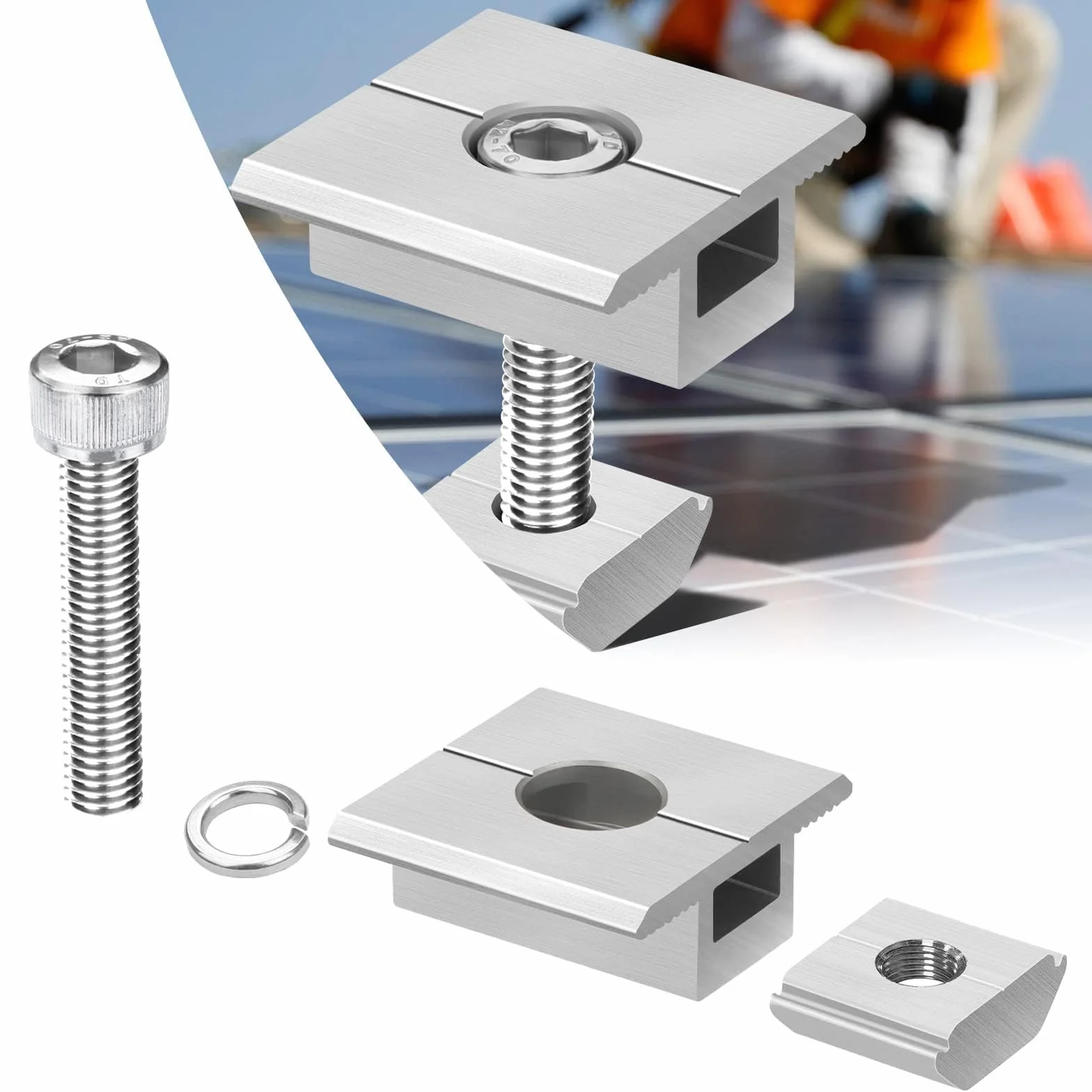 SWTYExt 4 sztuki wsporników do modułów solarnych, zaciski środkowe, zaciski środkowe, 30 mm, stop aluminium, mocowanie paneli fotowoltaicznych, mocowanie modułów fotowoltaicznych, wsporniki montażowe,