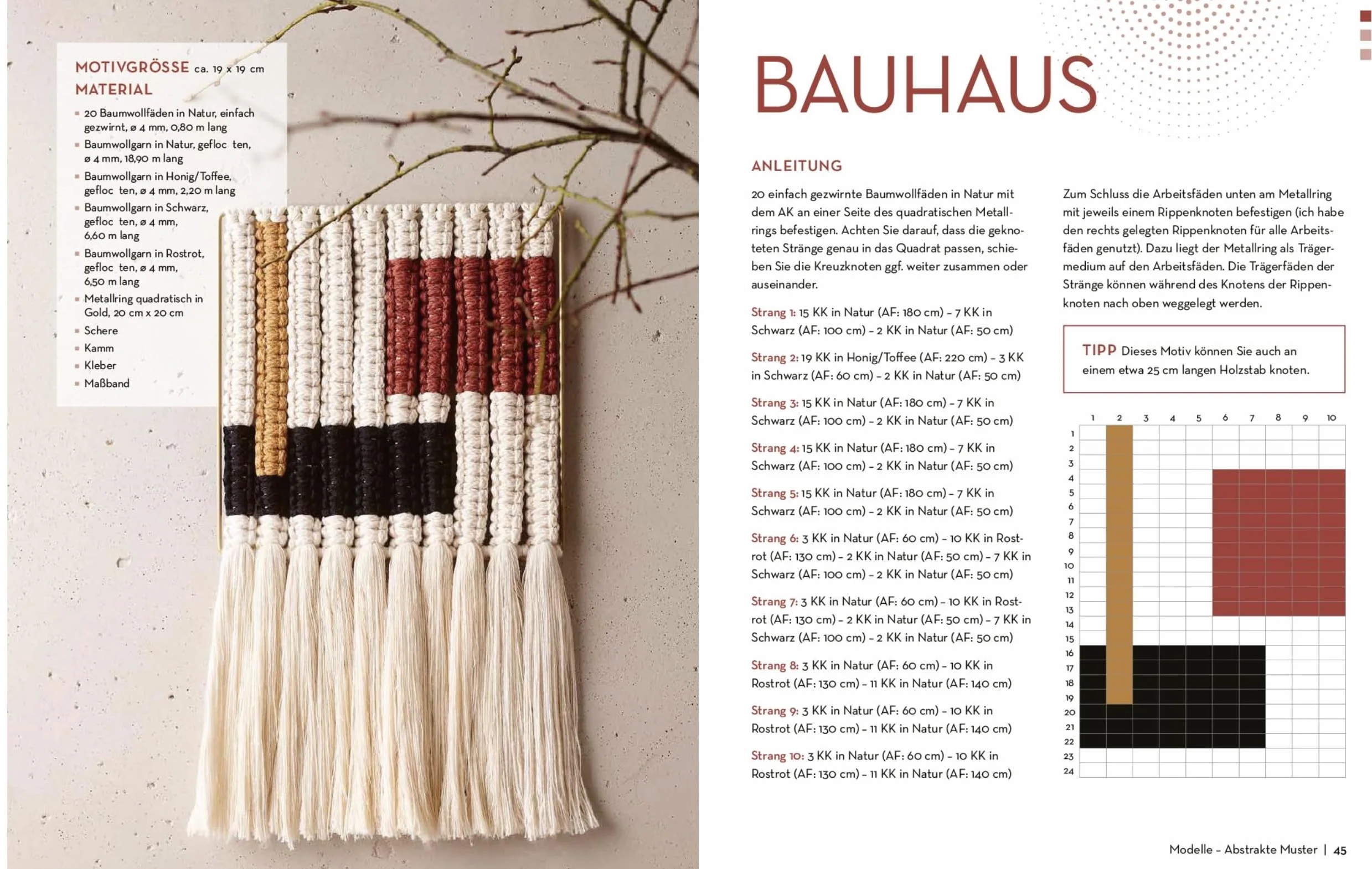 Makramee Wandbilder Kreuzknoten-Design Landschaften Muster Symbole Josephine Kirsch