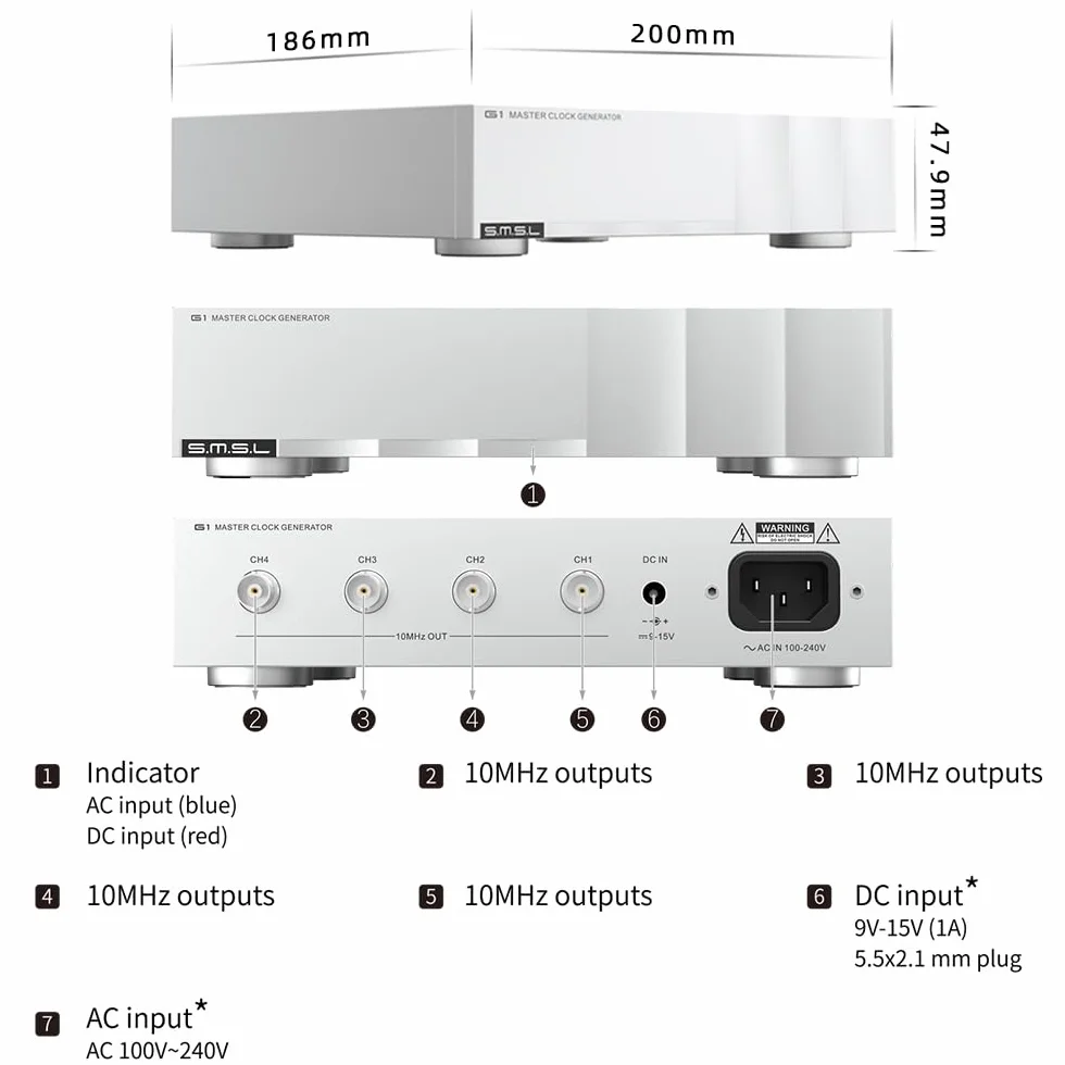 SMSL G1 zewnętrzny zegar główny 10 MHz cyfrowy precyzyjny oscylator kryształowy napęd wielokanałowy do odtwarzacza CD/DAC