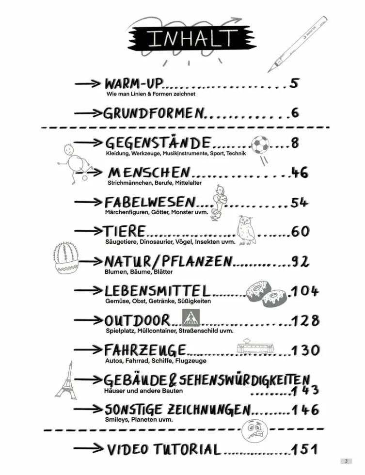 Zeichnen Lernen - Fun & Easy: 1007 Skizzen, die du in unter 5 Minuten zeichnen kannst (in drei Schwierigkeitsstufen; für Kinder und Erwachsene)
