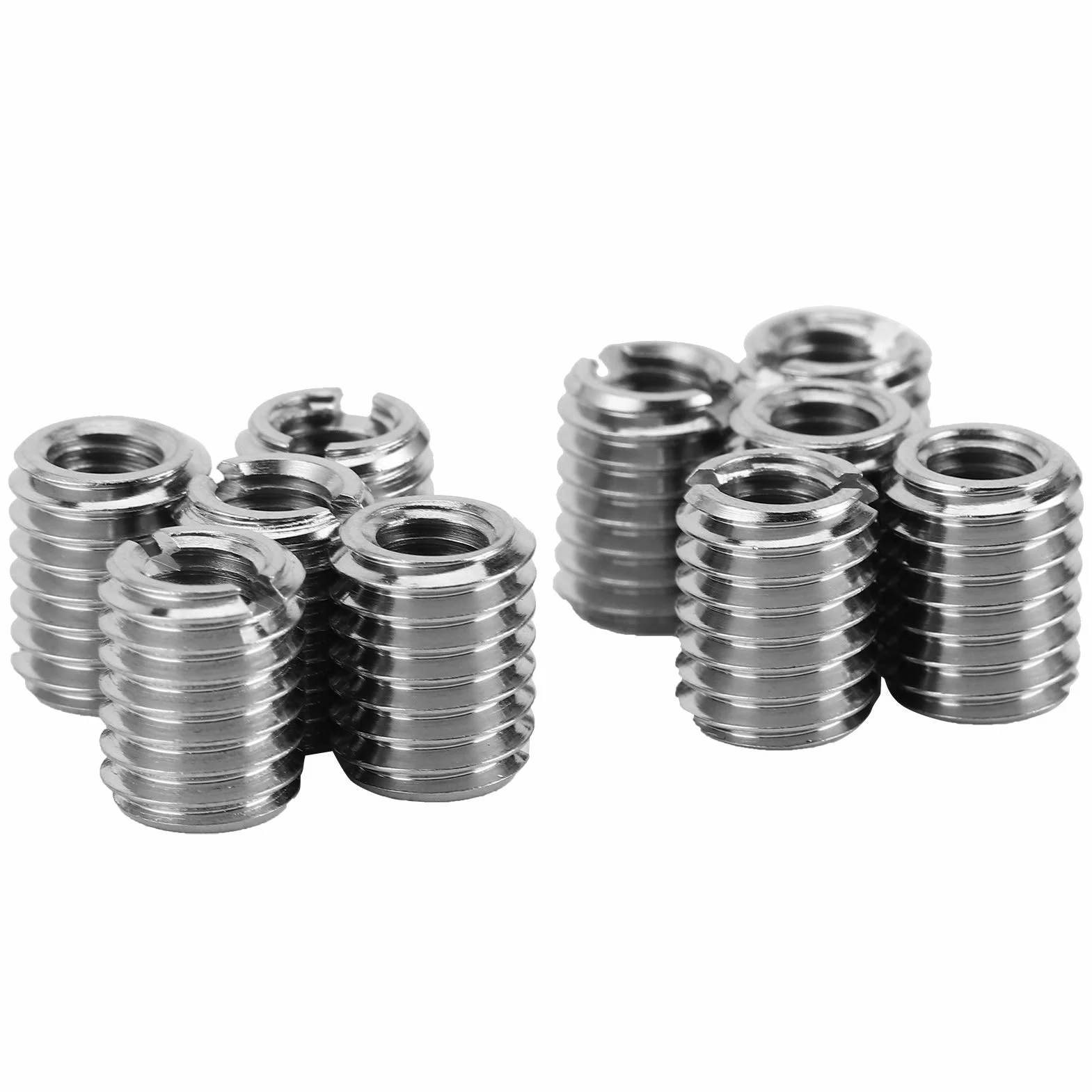 10 Sztuk Samogwintujących Wkładek Gwintowych, M5x0,8 Wewnętrzne, M8x1,25 Zewnętrzne, Zestaw Naprawczy do Gwintów 10mm, Wkładka do Naprawy Gwintów