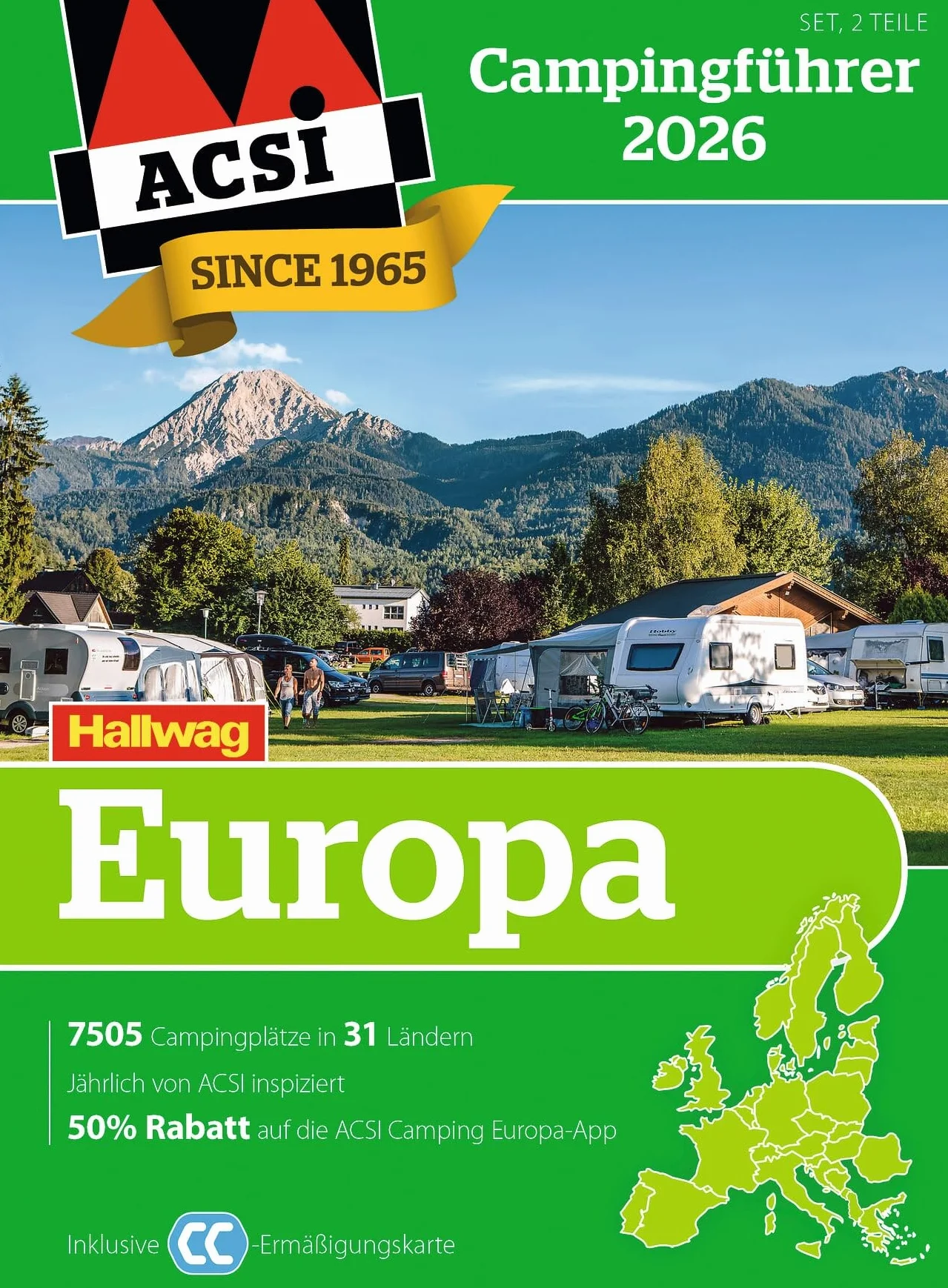 ACSI Campingführer Europa 2026 2 Bände inkl. CampingCard Ermässigungskarte