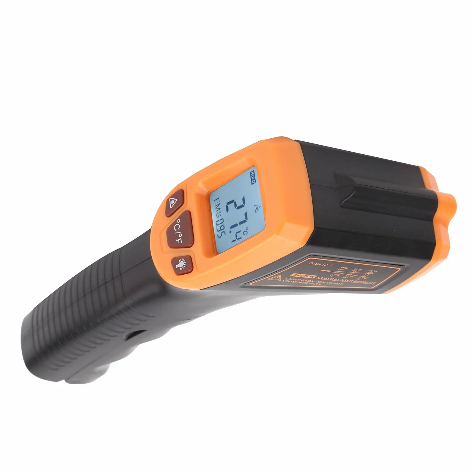 Termometr Przemysłowy na Podczerwień GM320S, Bezdotykowy, -50°C do 600°C, Podświetlenie LCD, Pomarańczowy, do Pomiaru Temperatury Powierzchni