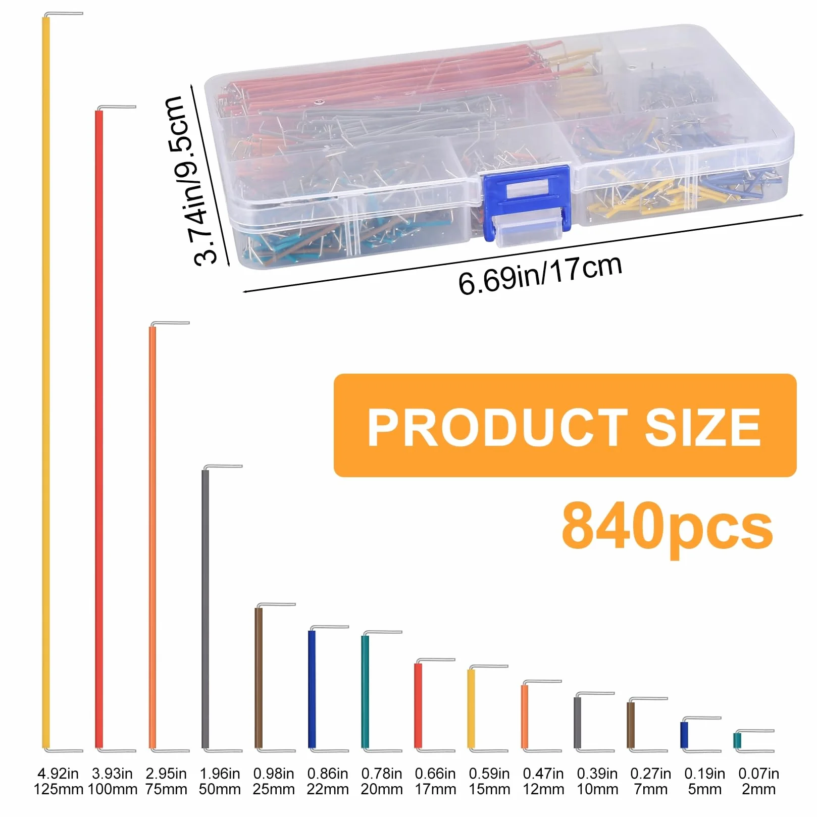 HAOCHEN 840 sztuk Jumper Wire Set, Breadboard Jumper Cable Bridges, Male to Male z plastikowym pudełkiem