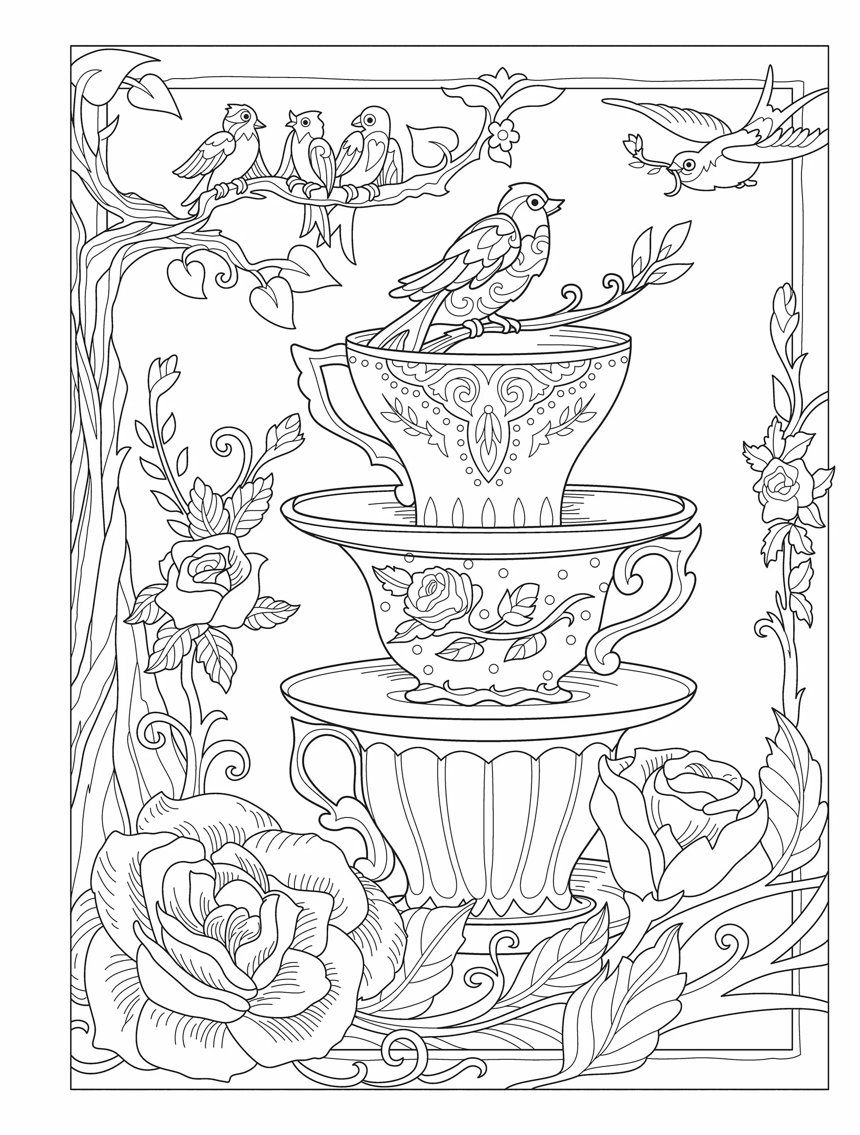 Creative Haven Birds and Blossoms Coloring Book