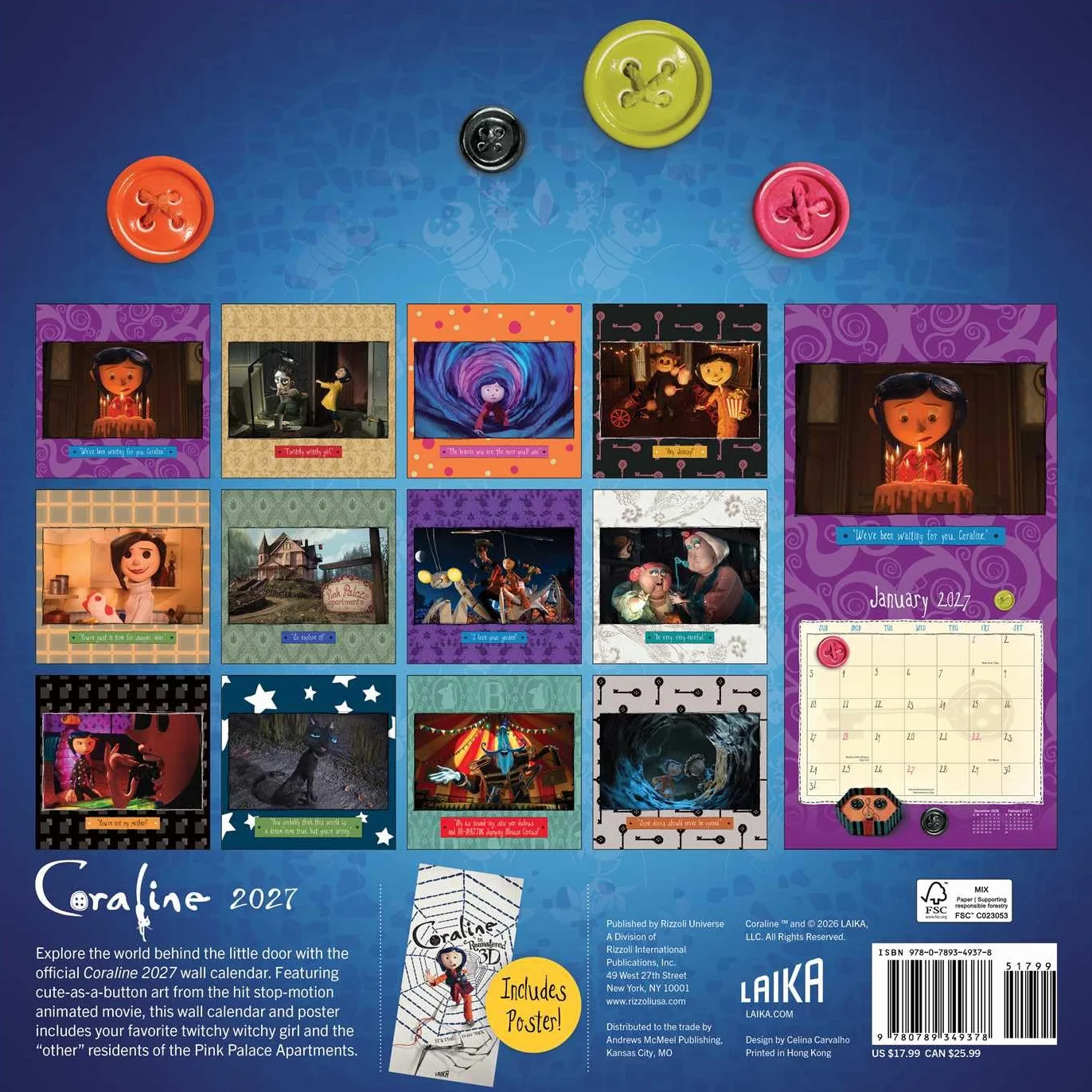 Coraline 2027 Wall Calendar (Includes Full-Color Poster)