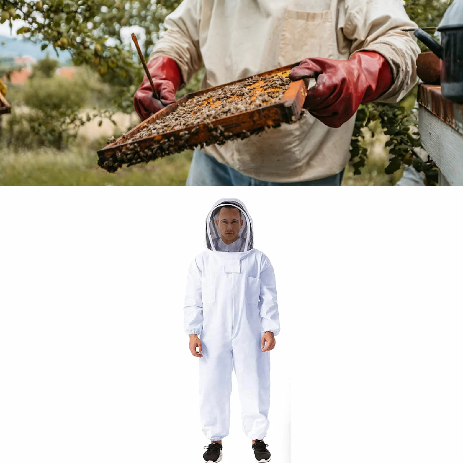 Kombinezon Pszczelarski Odpinany Kapelusz Oddychający XL