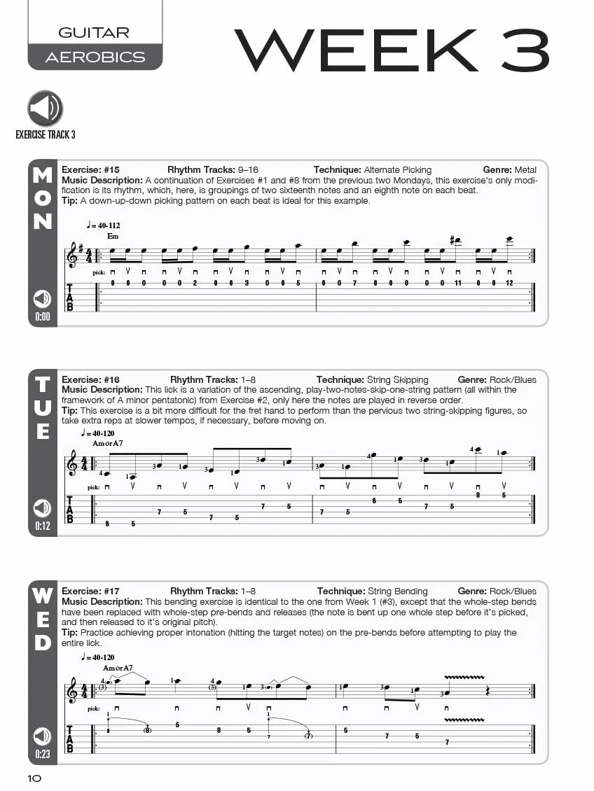 Guitar Aerobics Book Online Audio: 52-Week One-Lick-Per-Day Workout Program for Guitar Technique