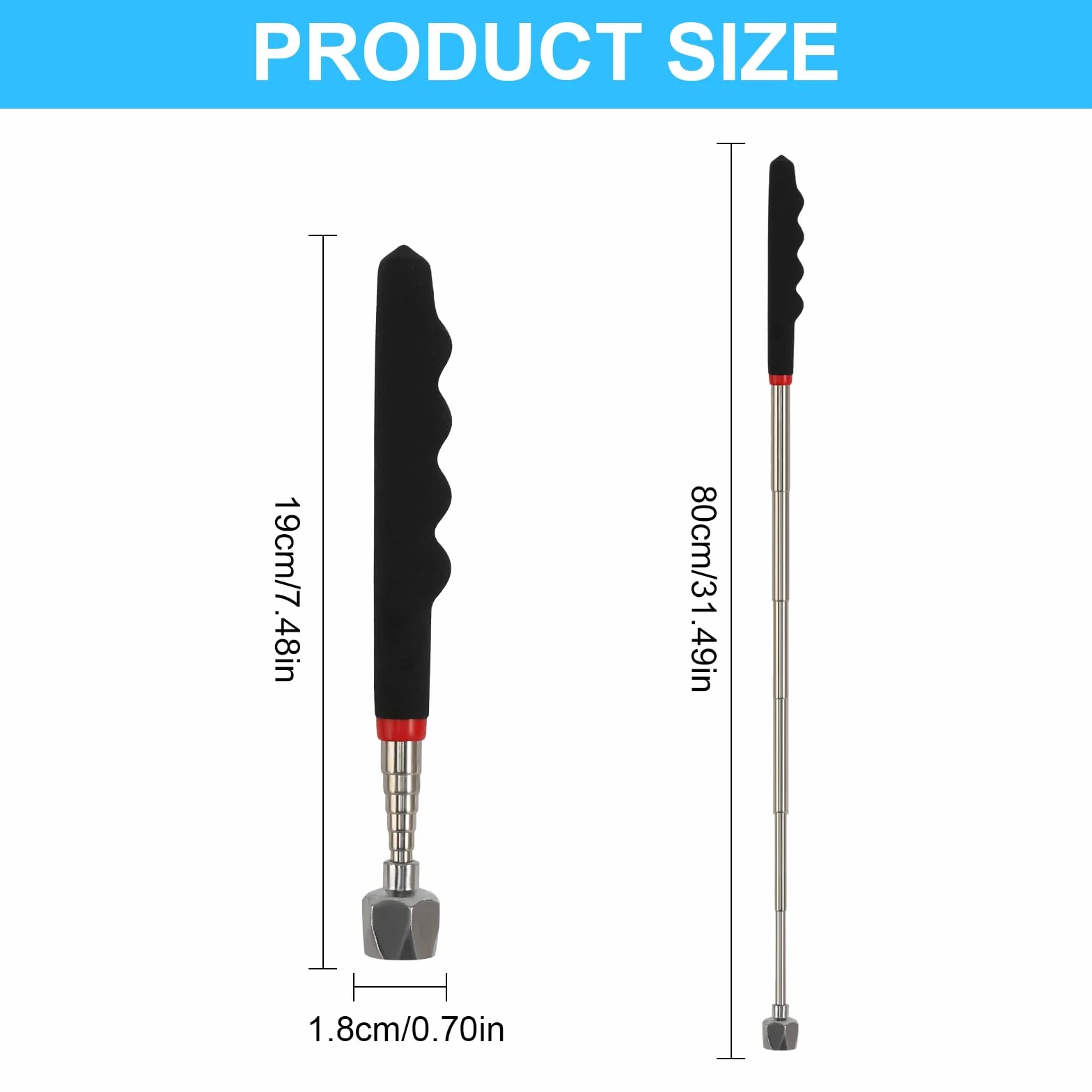Magnes prętowy teleskopowy 7,2 kg 83 cm mocny neodymowy Telescopic Magnetic Pick-Up Tool