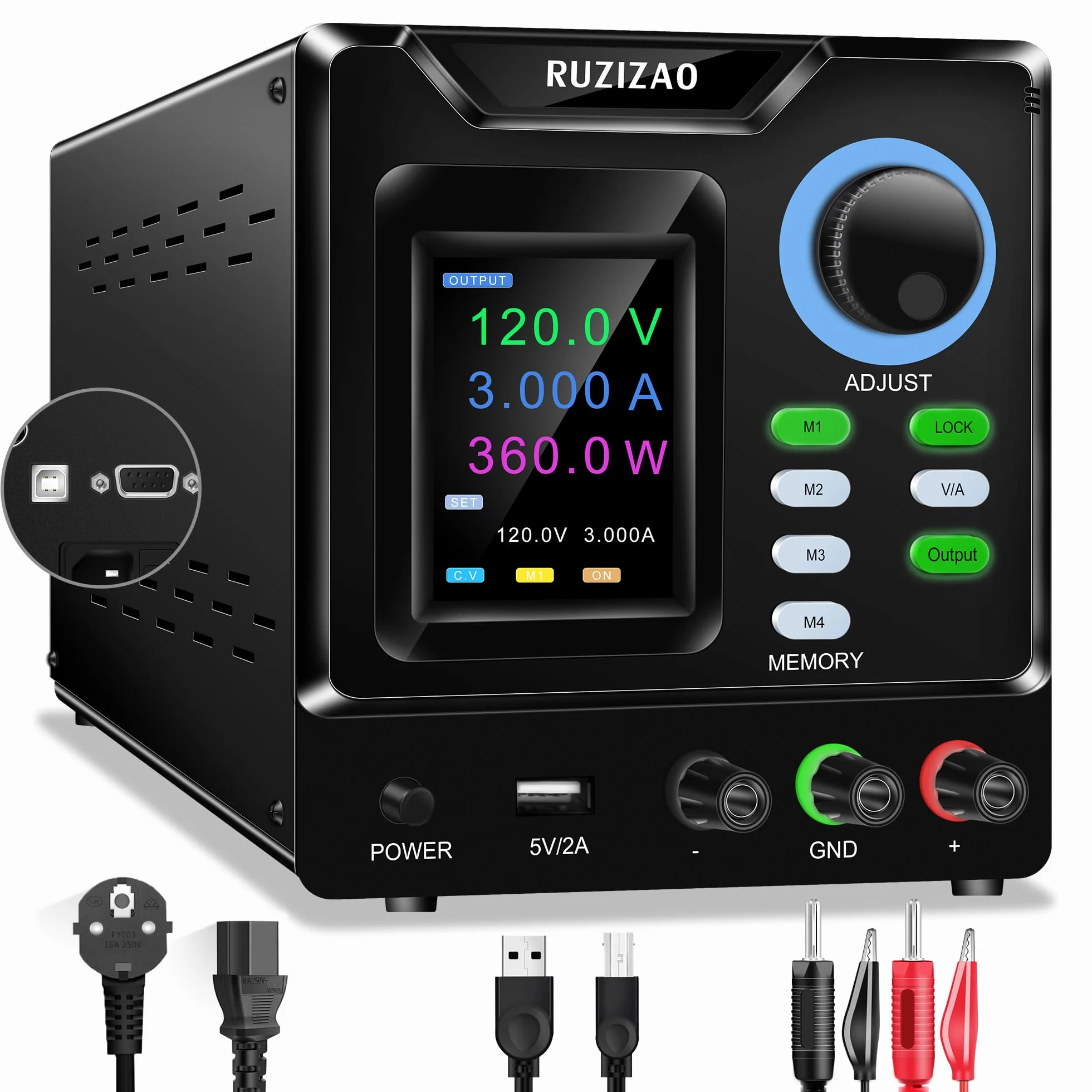 Regulowany zasilacz laboratoryjny 120V 3A programowalny z wyjściem enkodera i pamięcią 4-cyfrowy LCD USB