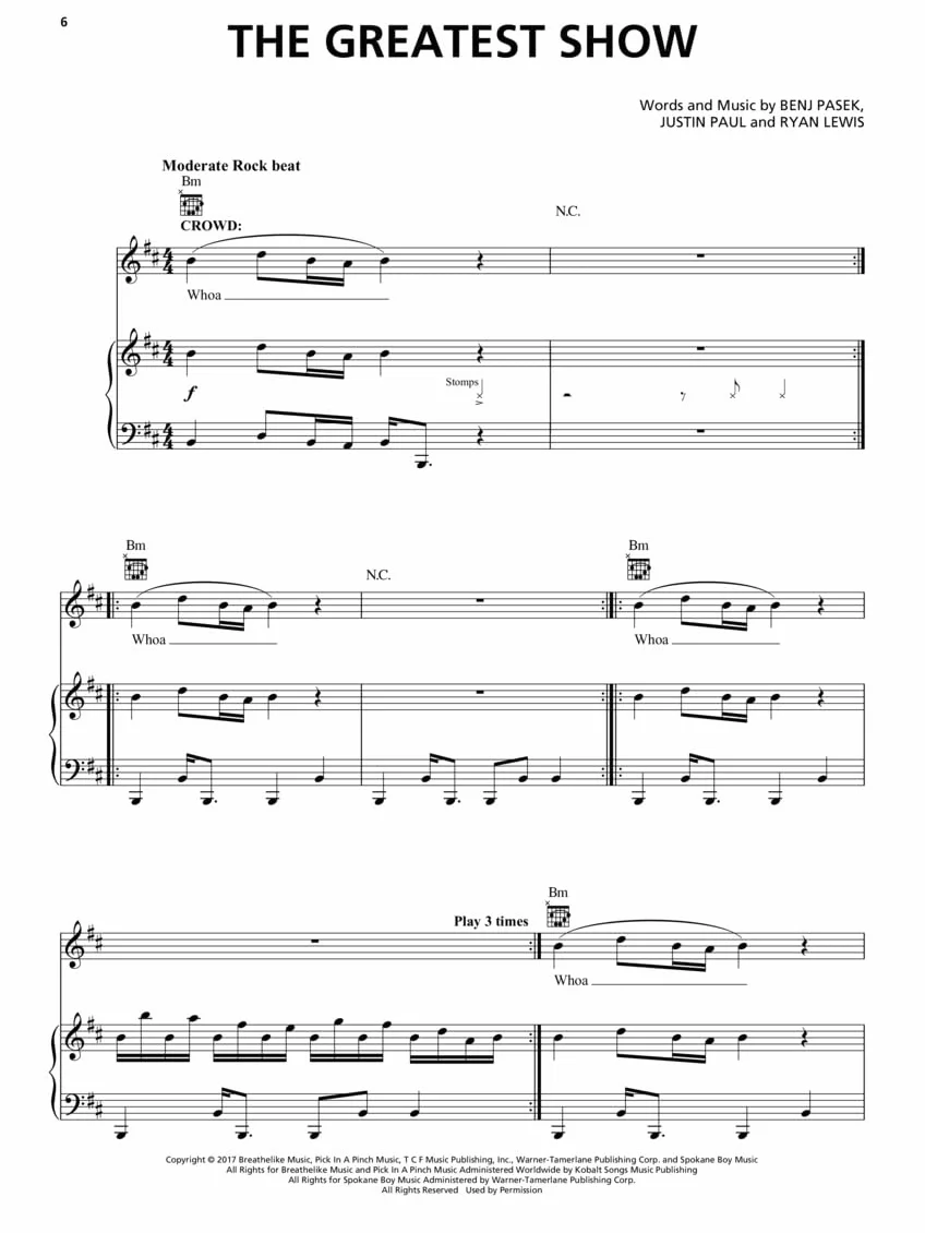 The greatest showman / music from the motion picture soundtrack piano, vocal and guitar