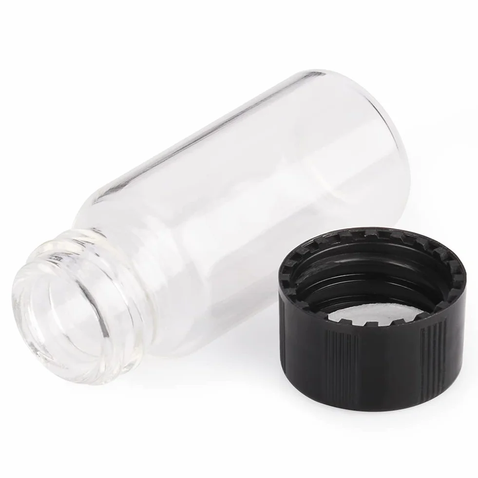 Labasics Fiolki na próbki z ochroną, fiolki na próbki śruby, butelka z odczynnikiem, butelka z odczynnikiem z przezroczystego szkła, 10 ml / 0,3 uncji (10 opakowań)