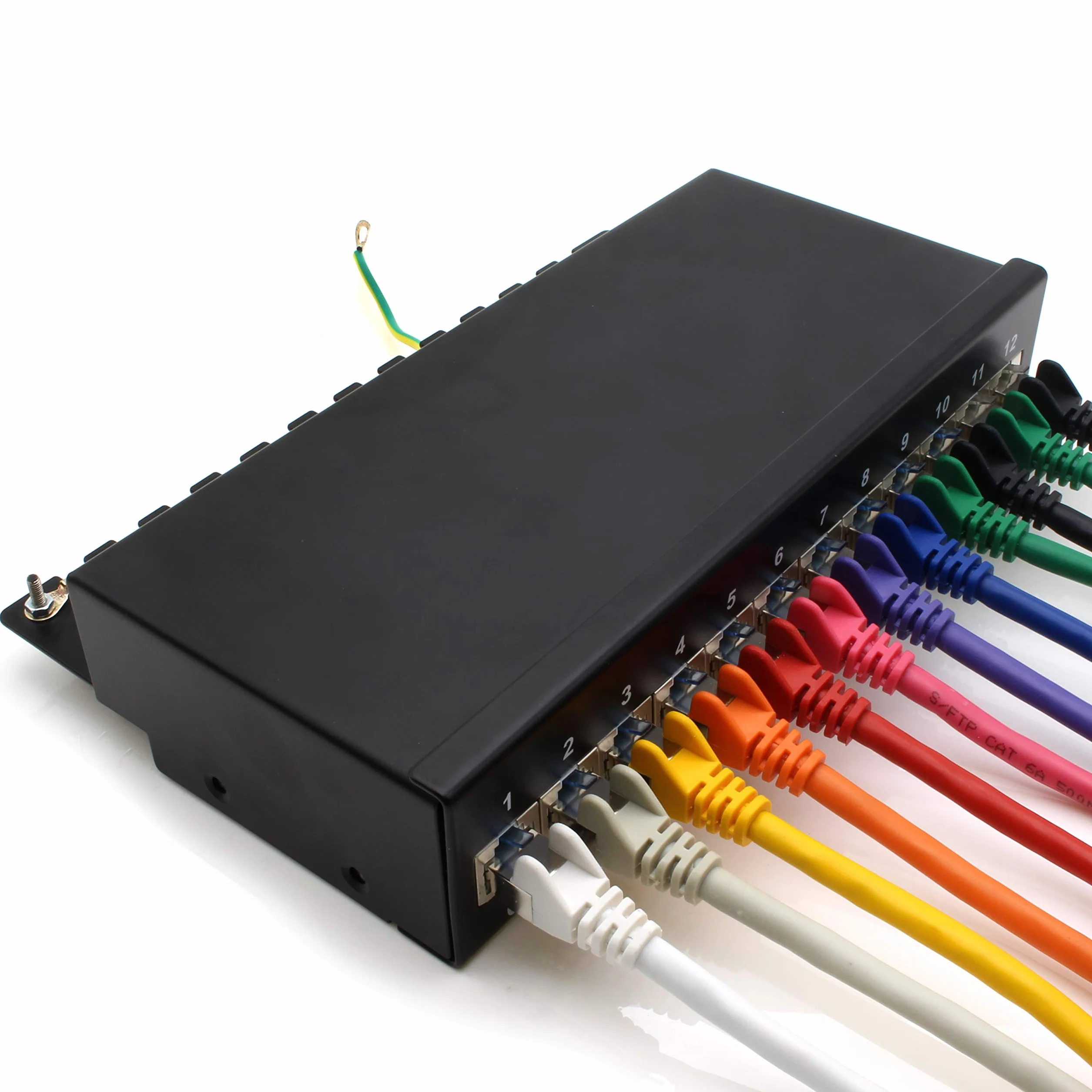 Metalowa obudowa Patchpanel CAT6a, 12 portów, gniazdo RJ45, kolor czarny