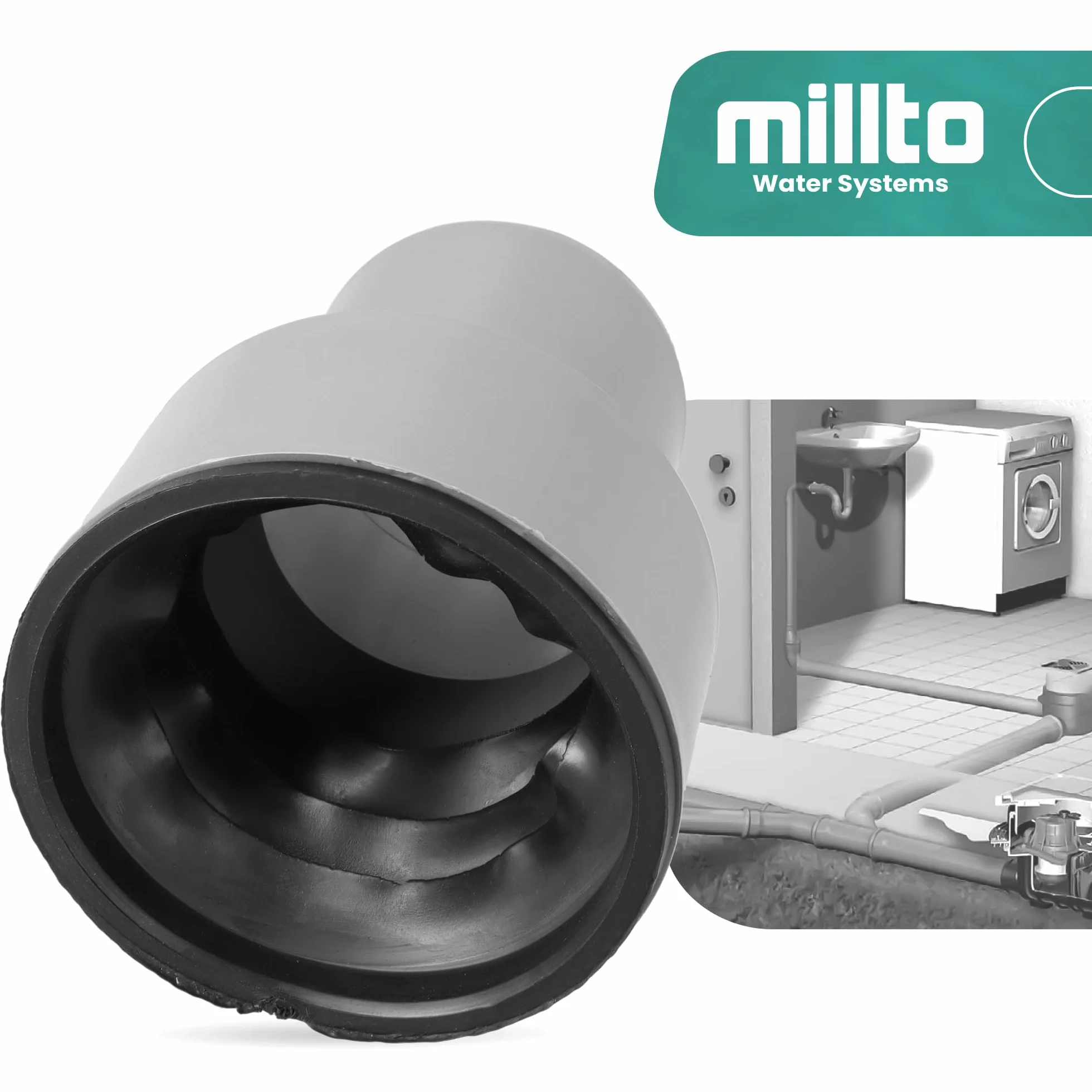 Millto™ Króciec przyłączeniowy WC 75 z gumowymi uszczelkami, rura przyłączeniowa, zestaw przyłączeniowy do rury toaletowej, uszczelka, przyłącze, akcesoria, przyłącze do muszli klozetowej