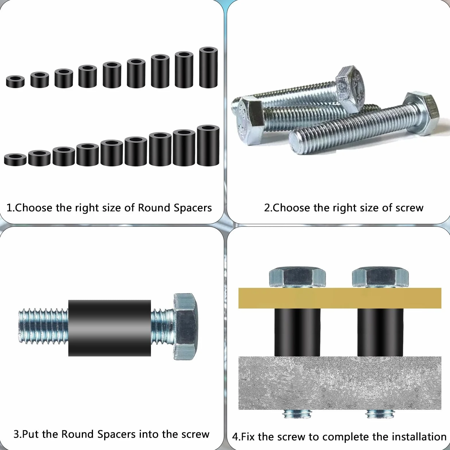 Tulejki dystansowe M8 z tworzywa ABS 12x14mm czarne izolacja