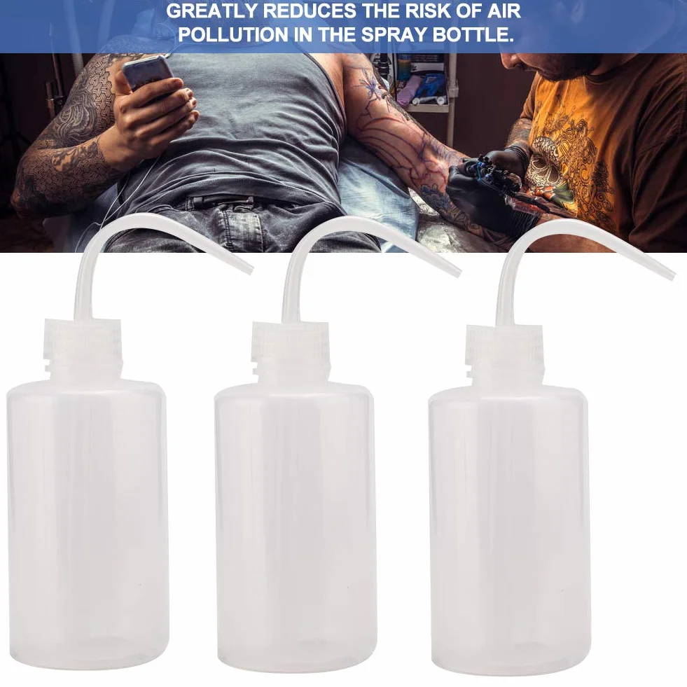 3szt 250ml Tatuaż Wash Curved Style czyszczenia butelek Squeeze Plastikowe algi zielone podlewania plastikowy wycisnąć tryskawkę Bezpieczeństwo butelce
