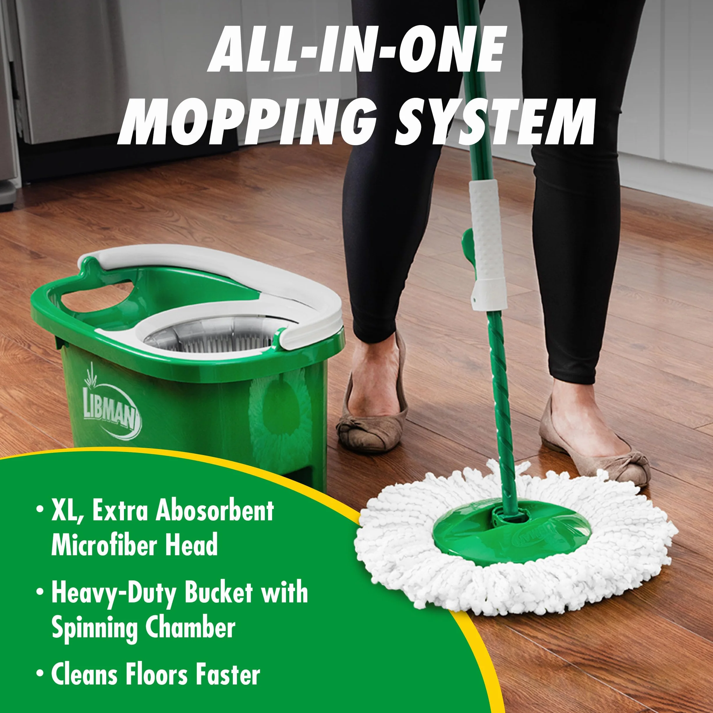 Libman Tornado Spin Mop System Plus 1 głowica uzupełniająca – kompletny system mopa zawiera wytrzymałą głowicę z mikrofibry, solidny uchwyt i 1 dodatkową zapasową głowicę do mopa, bezpieczny na