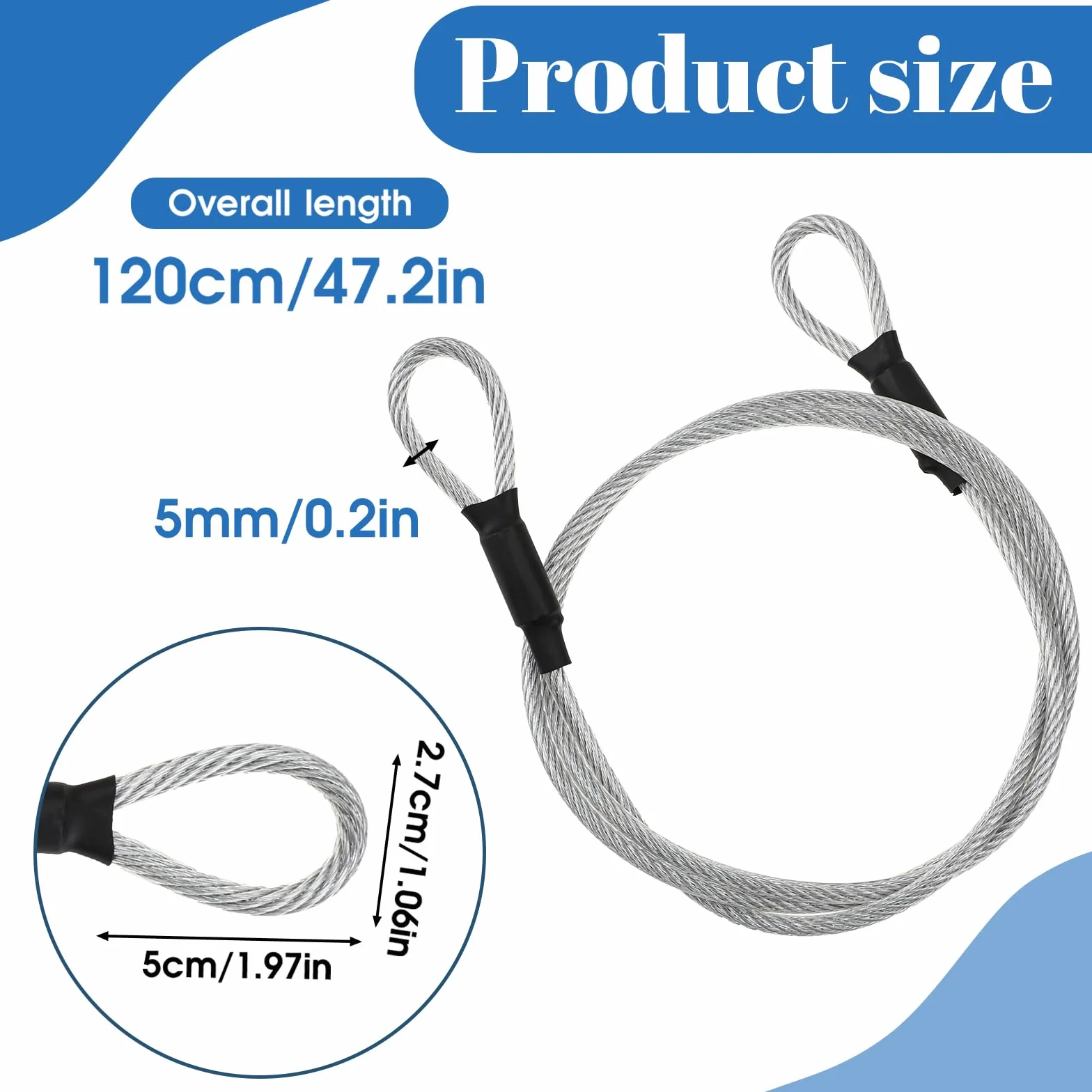5 mm kabel bezpieczeństwa ze stali nierdzewnej podwójna pętla stalowa lina druciana plecione kable zabezpieczające z powłoką winylową elastyczna lina druciana do