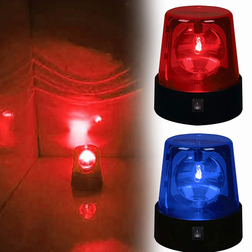 Kisbeibi 2 sztuki, światło ostrzegawcze LED, światło kulkowe sceniczne, obrót o 360 stopni, niebieskie (2 sztuki)
