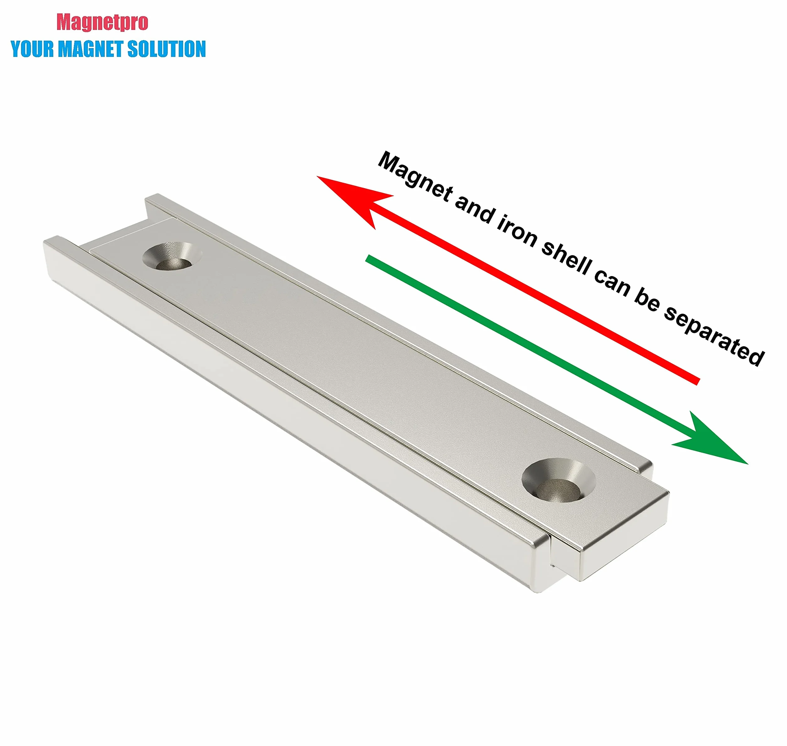 Magnetpro 6 sztuk magnesów prostokątnych 20 kg Siła 40 x 13,5 x 5 mm z odpowiednikami i otworem na zatrzask, do gospodarstwa domowego i przemysłowego magnesu na garnki ze śrubami