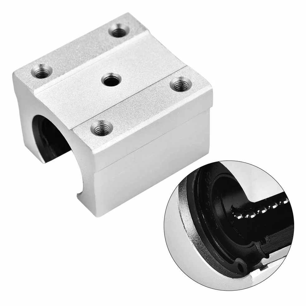 Akozon Liniowe łożyska kulkowe 4 szt.SBR16UU Otwarty liniowy ruch łożyska Blok łożyskowy do CNC 16mm aluminium